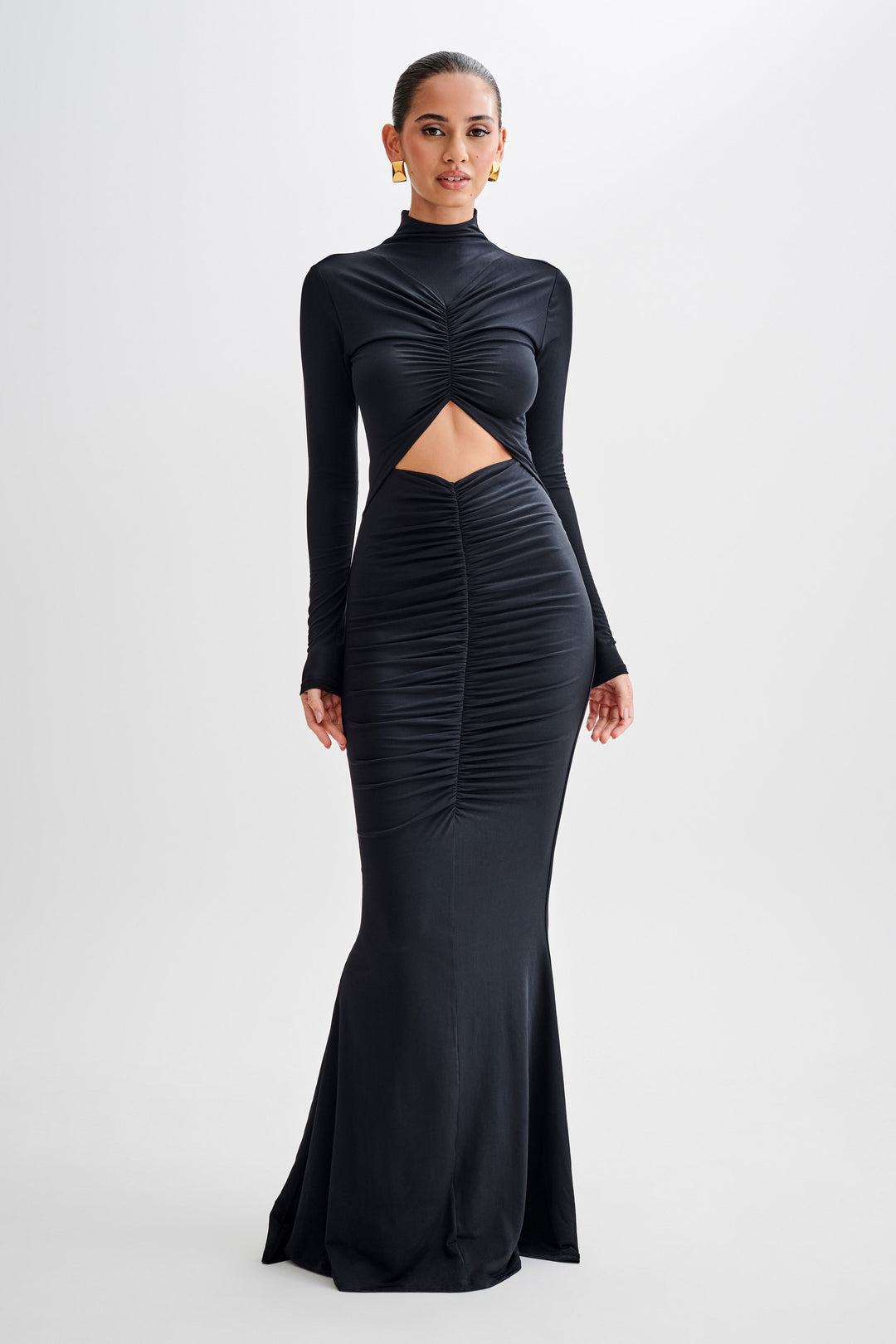 Rafaella Slinky And Mesh Maxi Dress Black