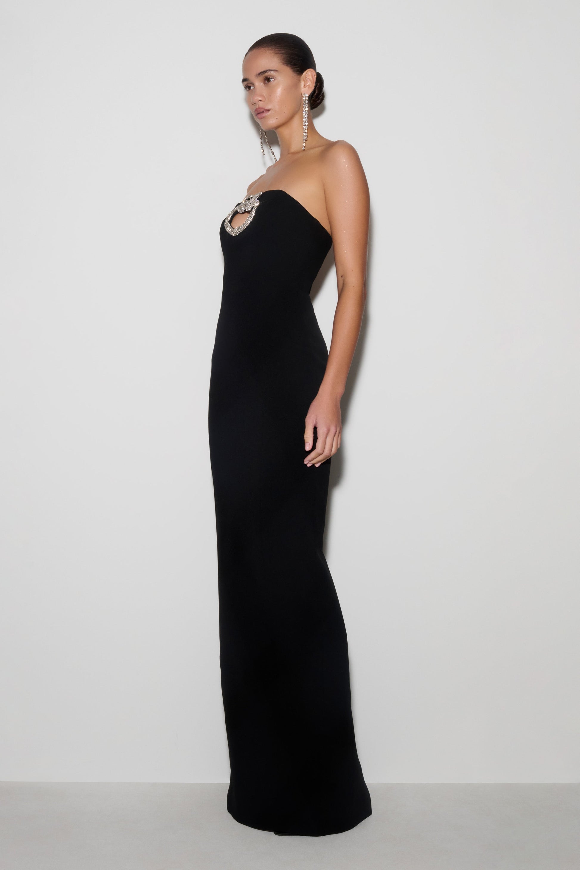 Hilda Embellished Strapless Maxi Dress / Black | MESHKI