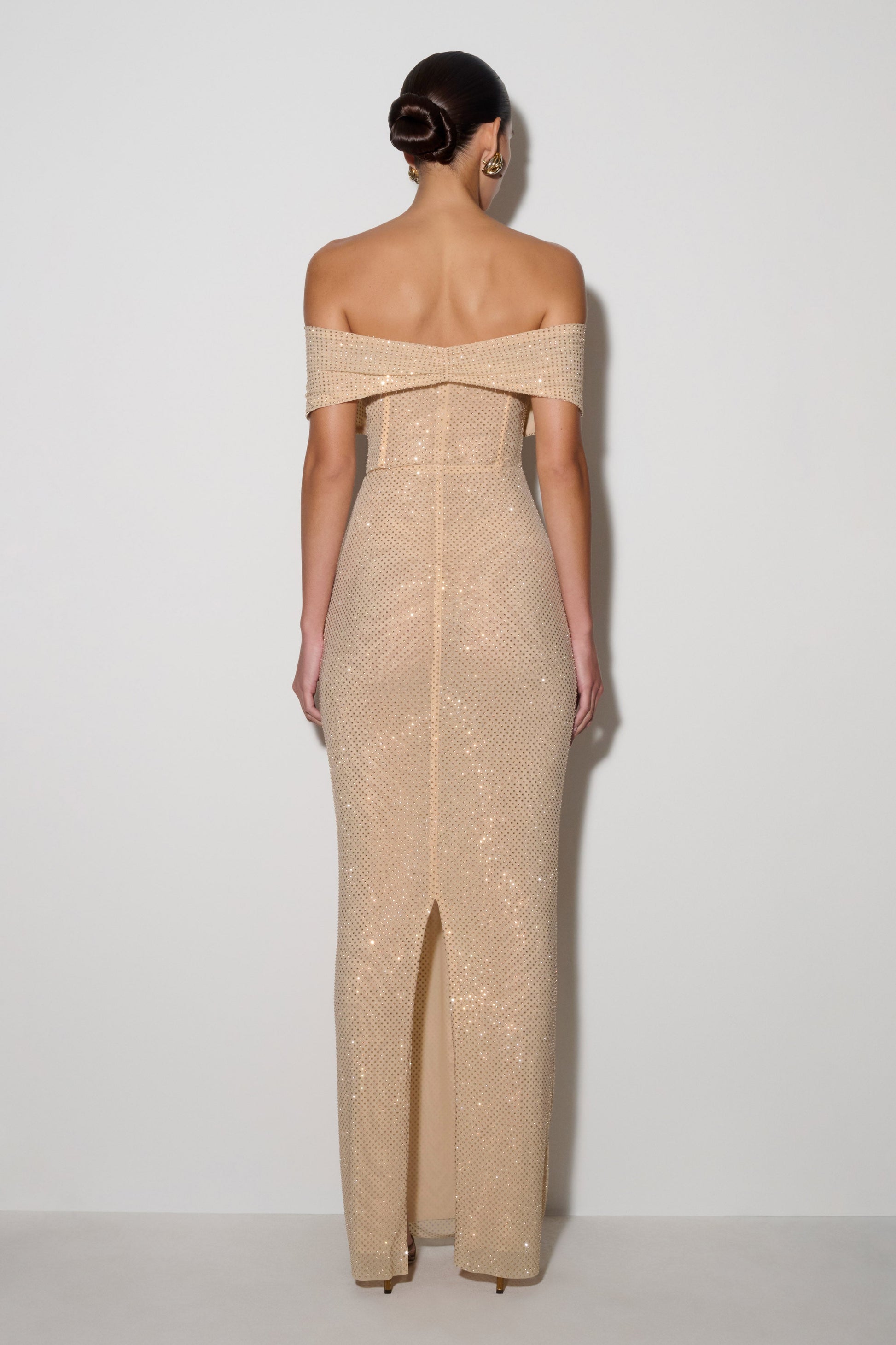 slim fit dress slacks Gold Satin Cowl Neck Midi Dress by Chloe Lewis main image 1