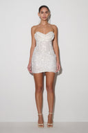 chinese dress ladies Nala Strapless Sequin Mini Dress / White | Meshki