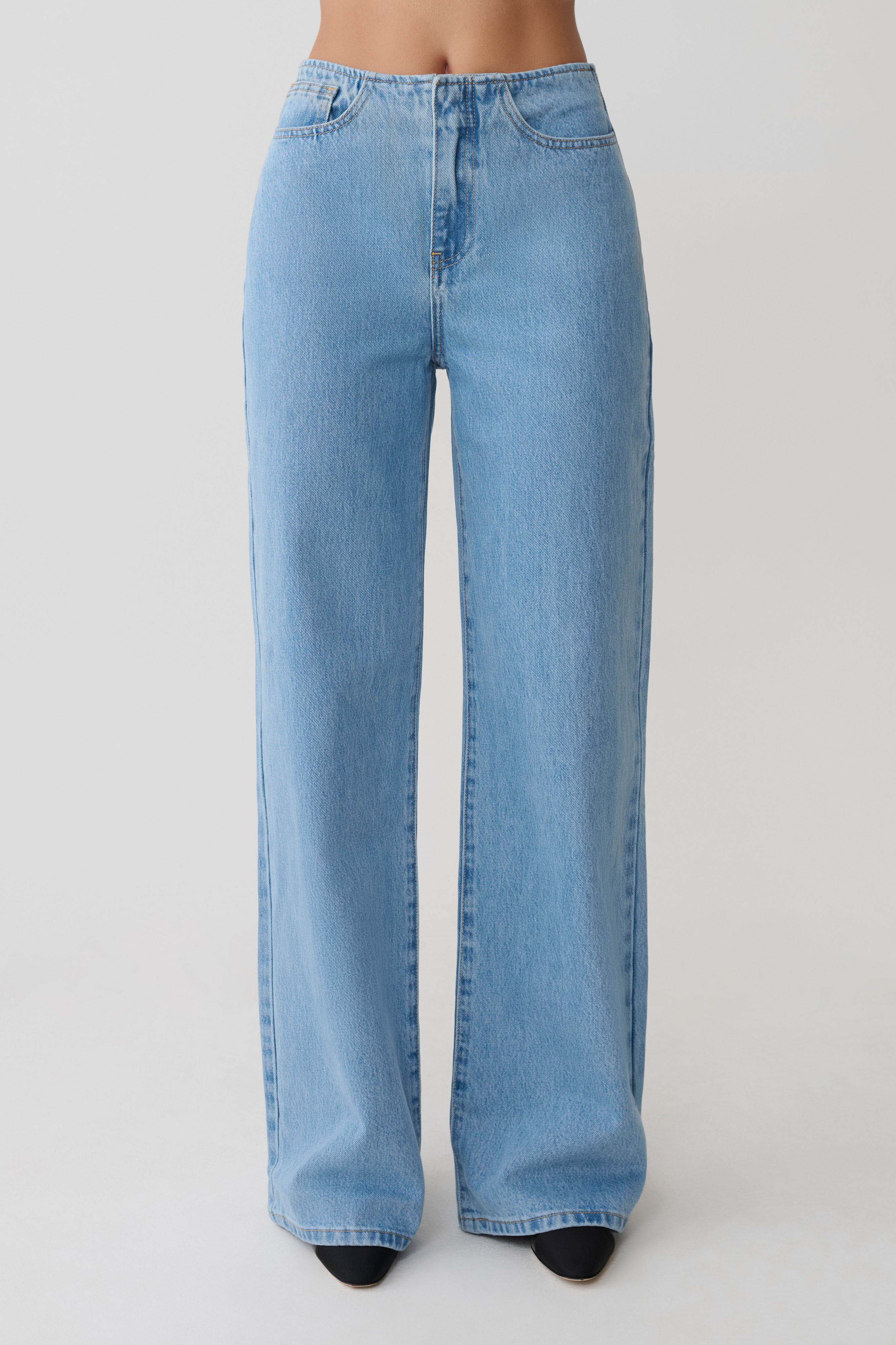 Caitlin Mid Rise Denim Jeans - Classic Blue | MESHKI US