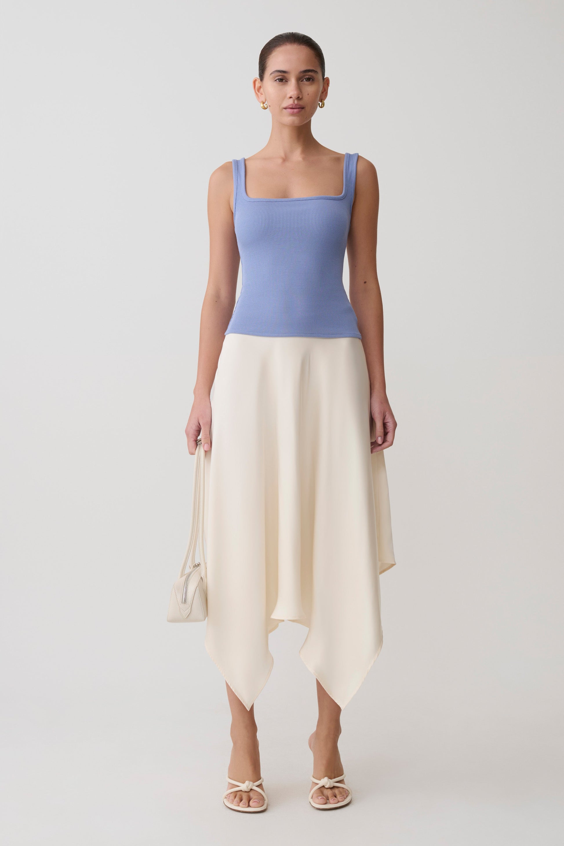 Aisling Ribbed Square Neck Sleeveless Top - Cornflower Blue #4