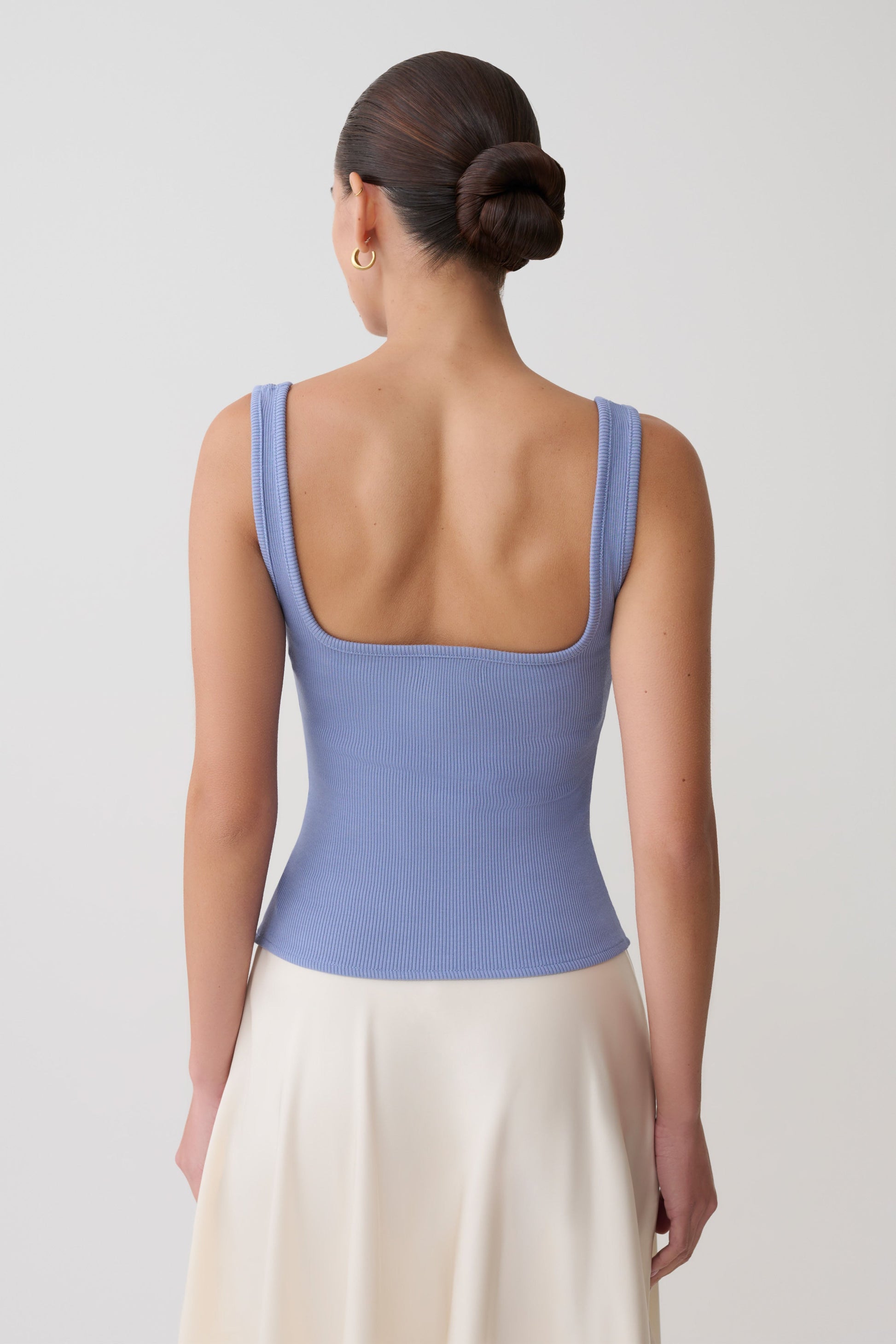 Aisling Ribbed Square Neck Sleeveless Top - Cornflower Blue #2