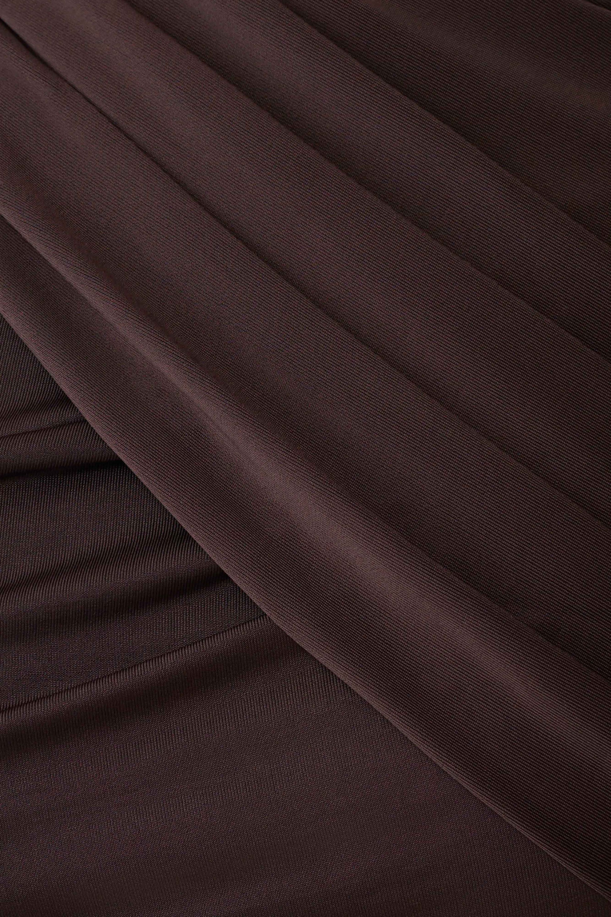 Adrienne One Shoulder Slinky Top - Chocolate #7