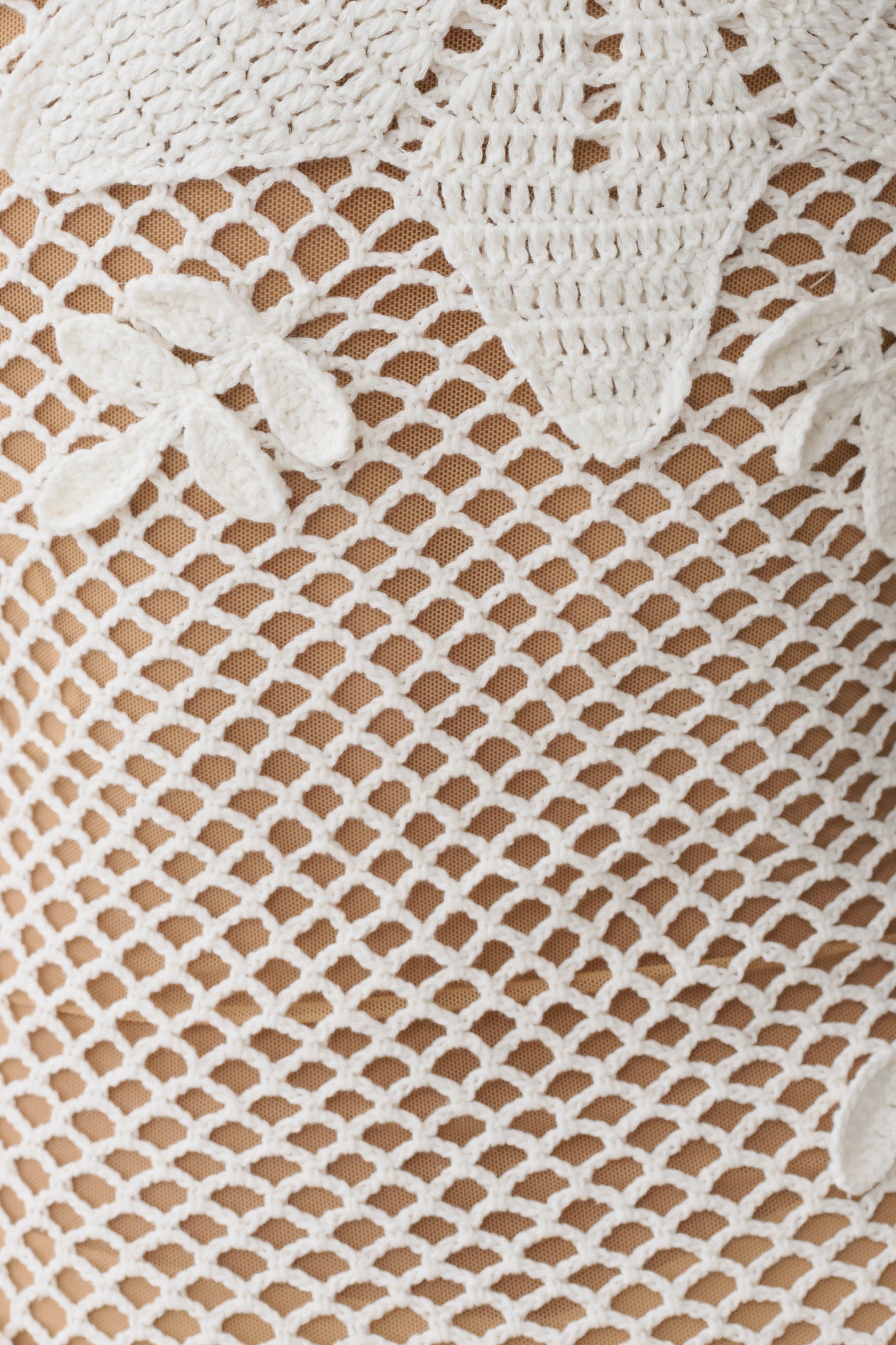 Barker Hand Crochet Knit Mini Dress - White #9