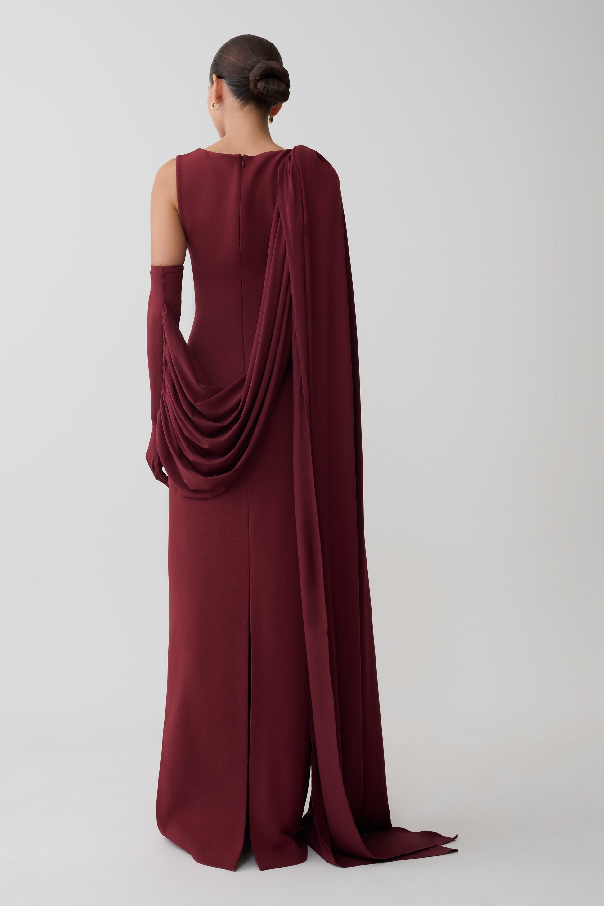 cape back maxi dress Premiere | MINT Boat-Neck Maxi Dress With Cape-Sleeves And Open-Back