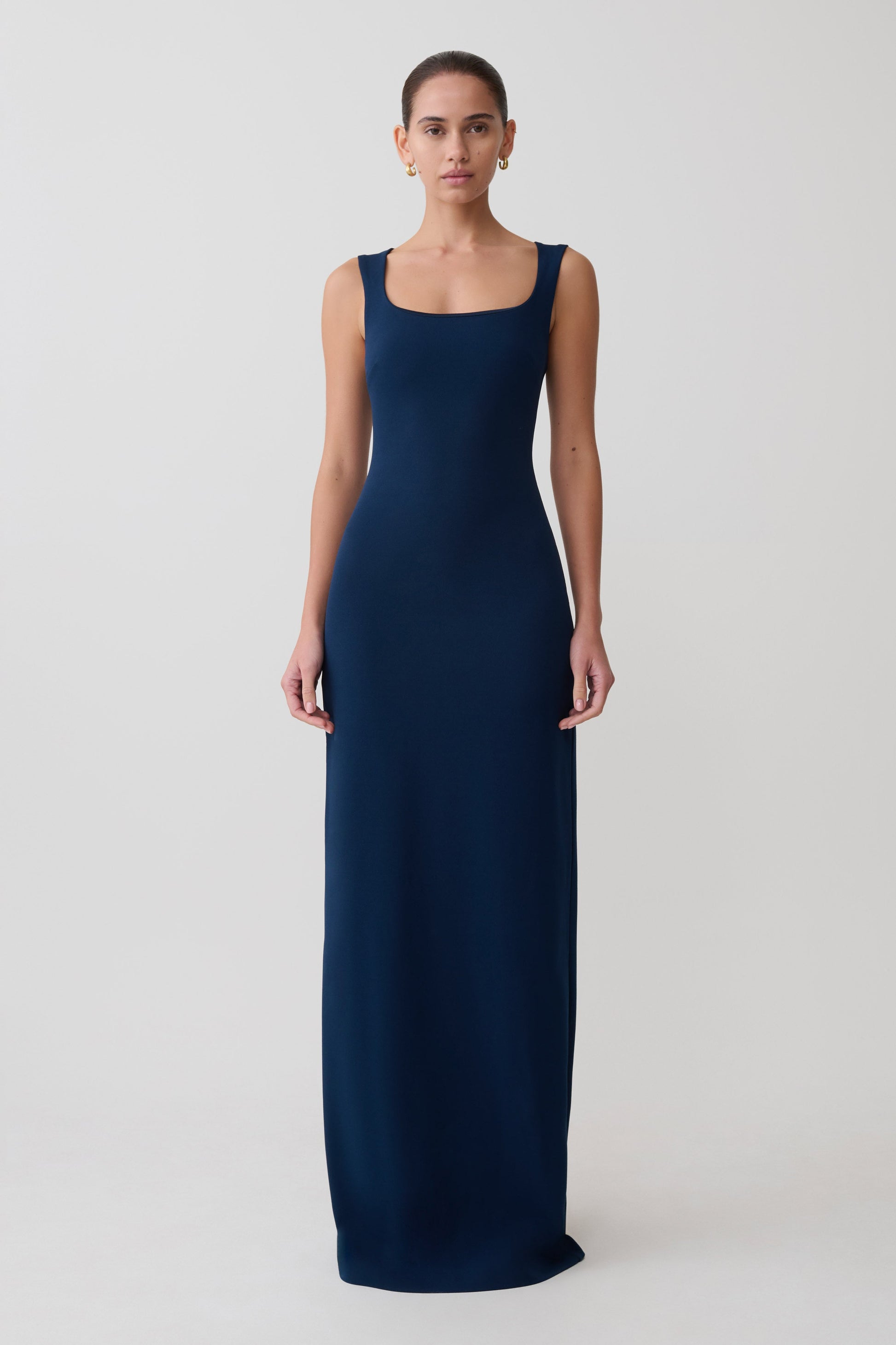 Rhea Detachable Cape Jersey Maxi Dress - Navy | MESHKI US Rhea Detachable Cape Jersey Maxi Dress - Navy | MESHKI US