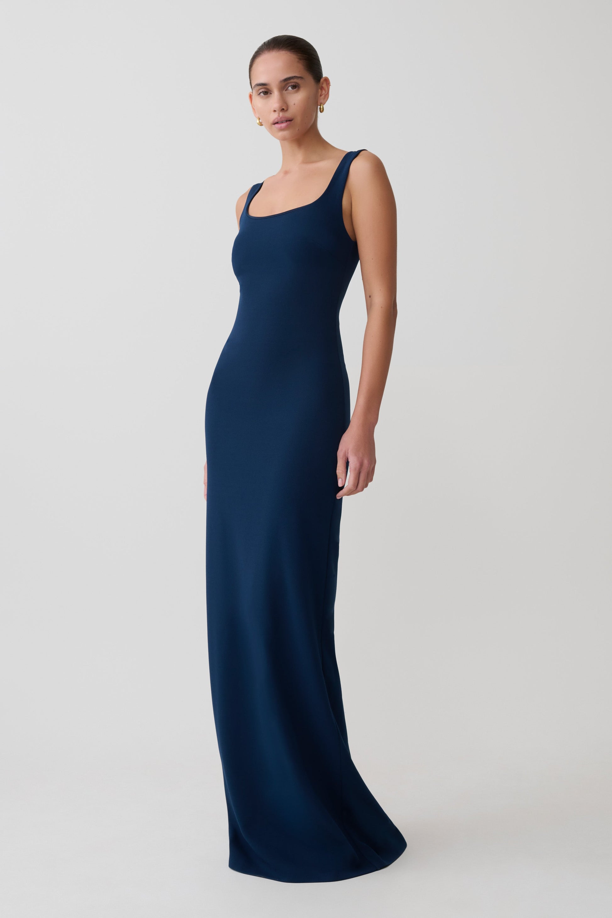 Rhea Detachable Cape Jersey Maxi Dress - Navy | MESHKI US Rhea Detachable Cape Jersey Maxi Dress - Navy | MESHKI US