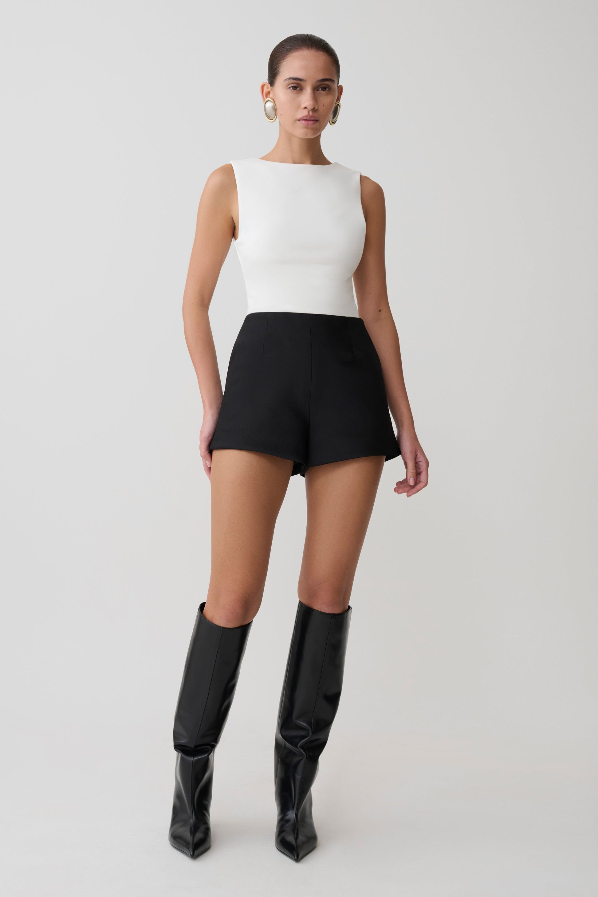 Kyra Open Back Scuba Crepe Top - White #7