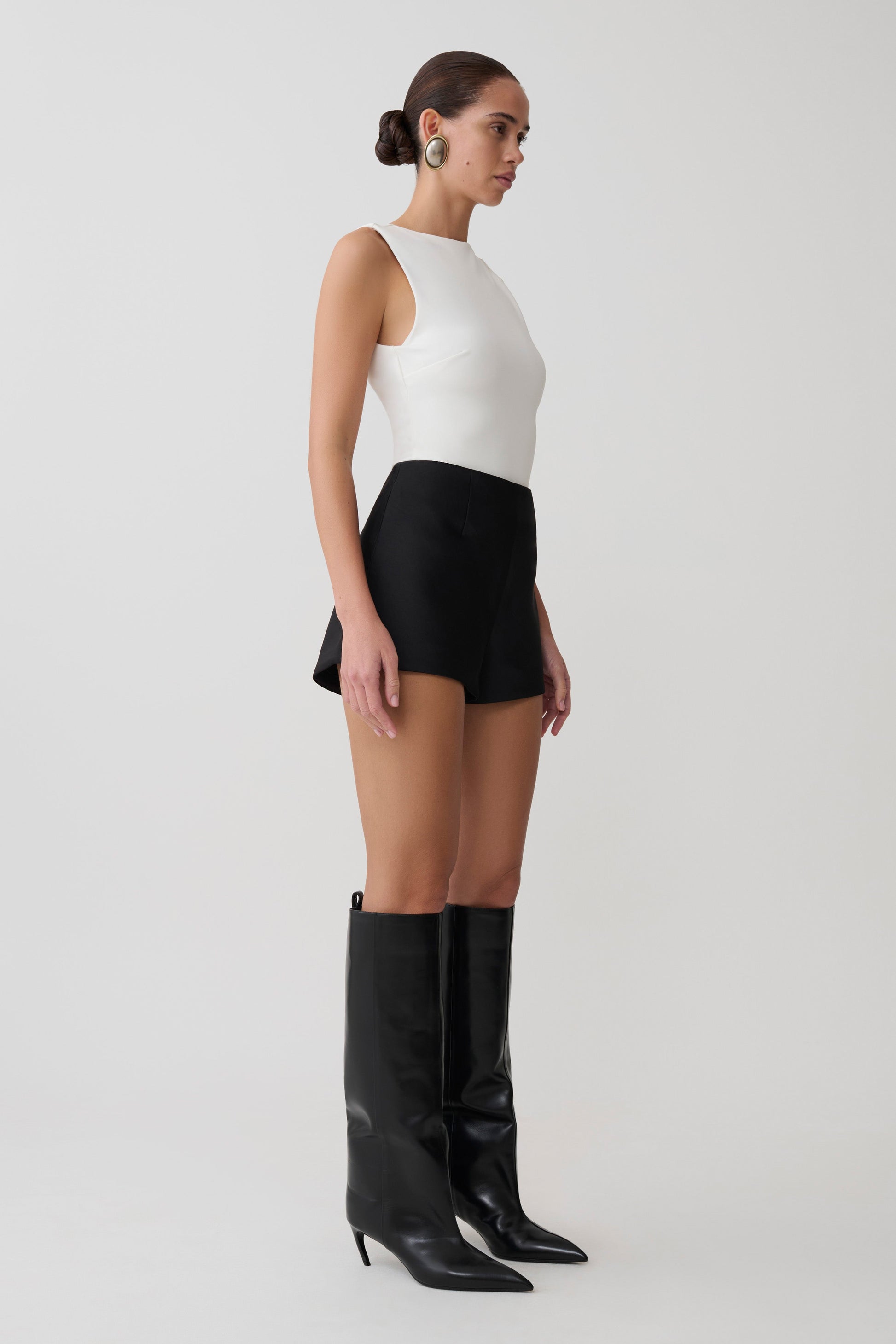 Kyra Open Back Scuba Crepe Top - White #6