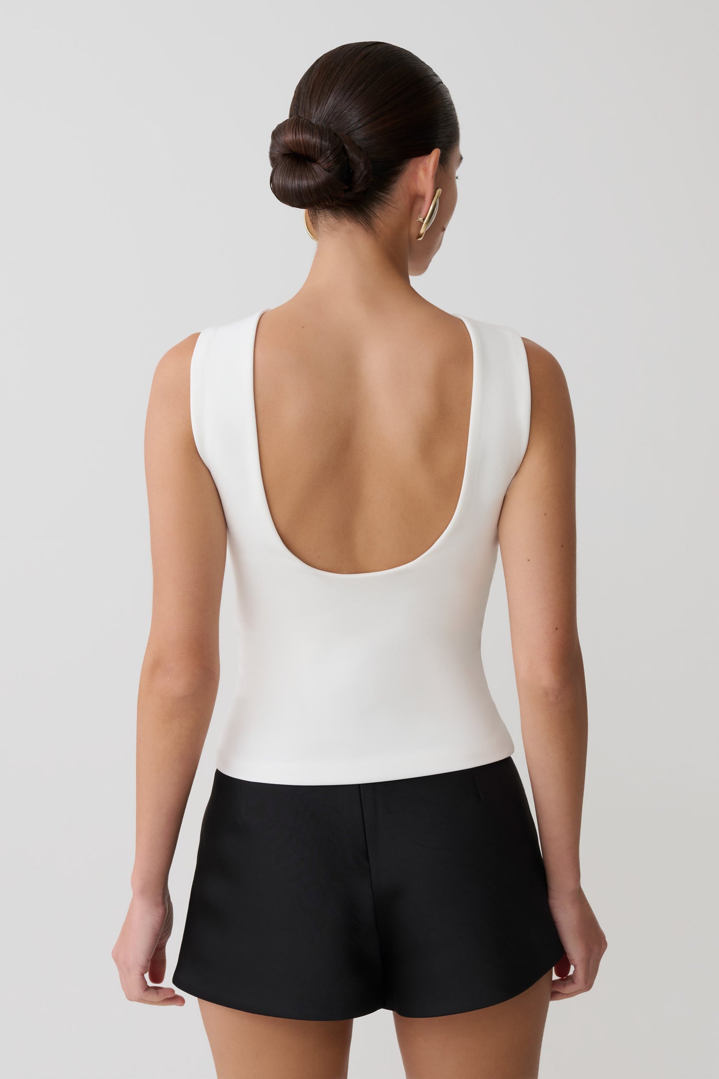 Kyra Open Back Scuba Crepe Top - White