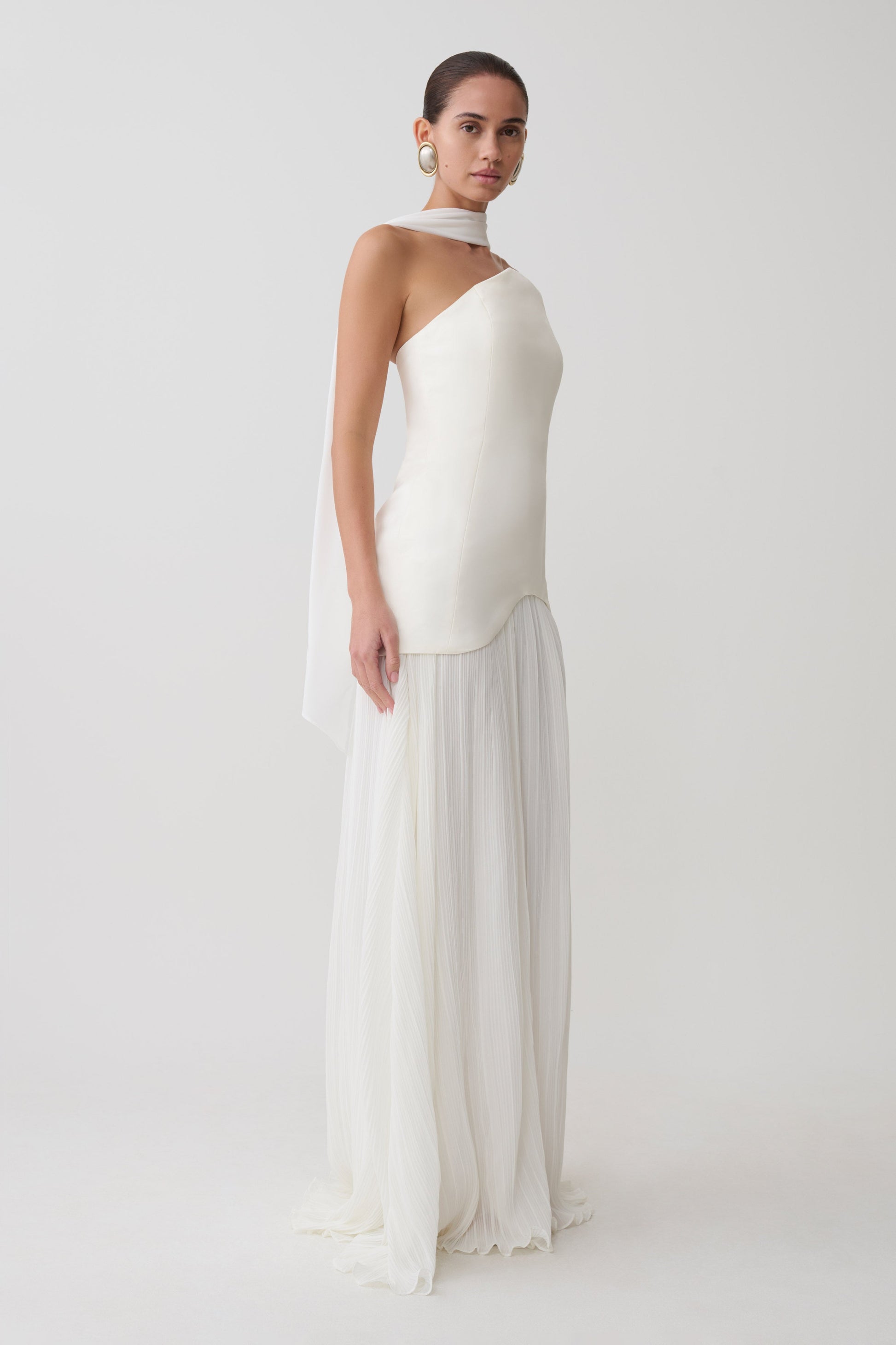Juno Strapless Pleated Maxi Gown - White #3
