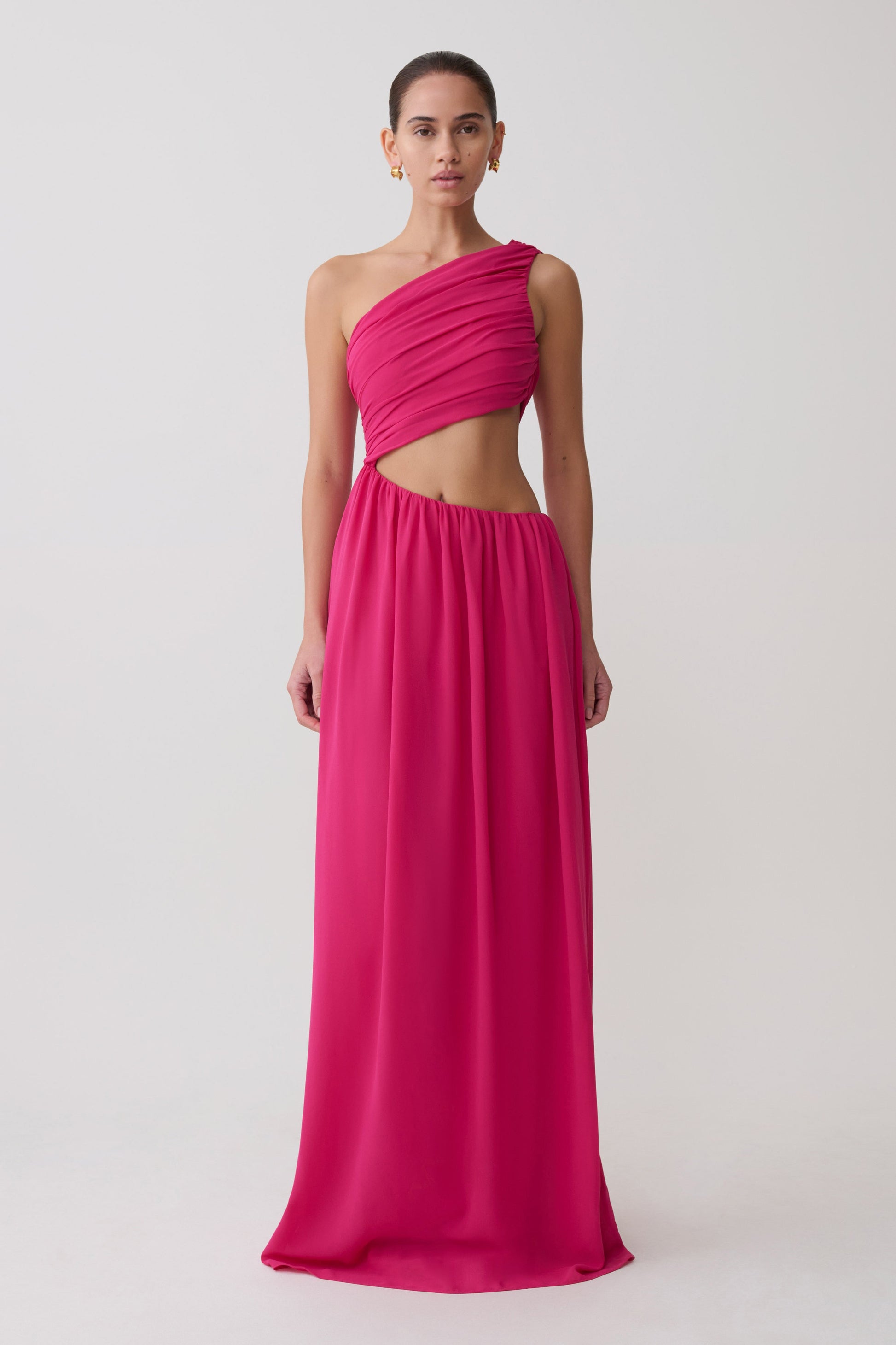 Aria Chiffon Cut Out Maxi Dress / Fuchsia | MESHKI