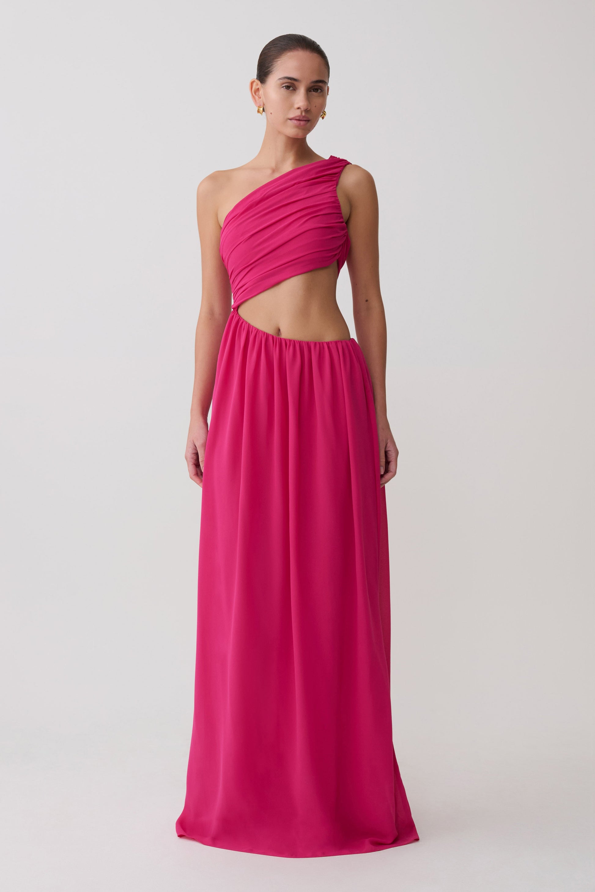 Aria Chiffon Cut Out Maxi Dress / Fuchsia | MESHKI