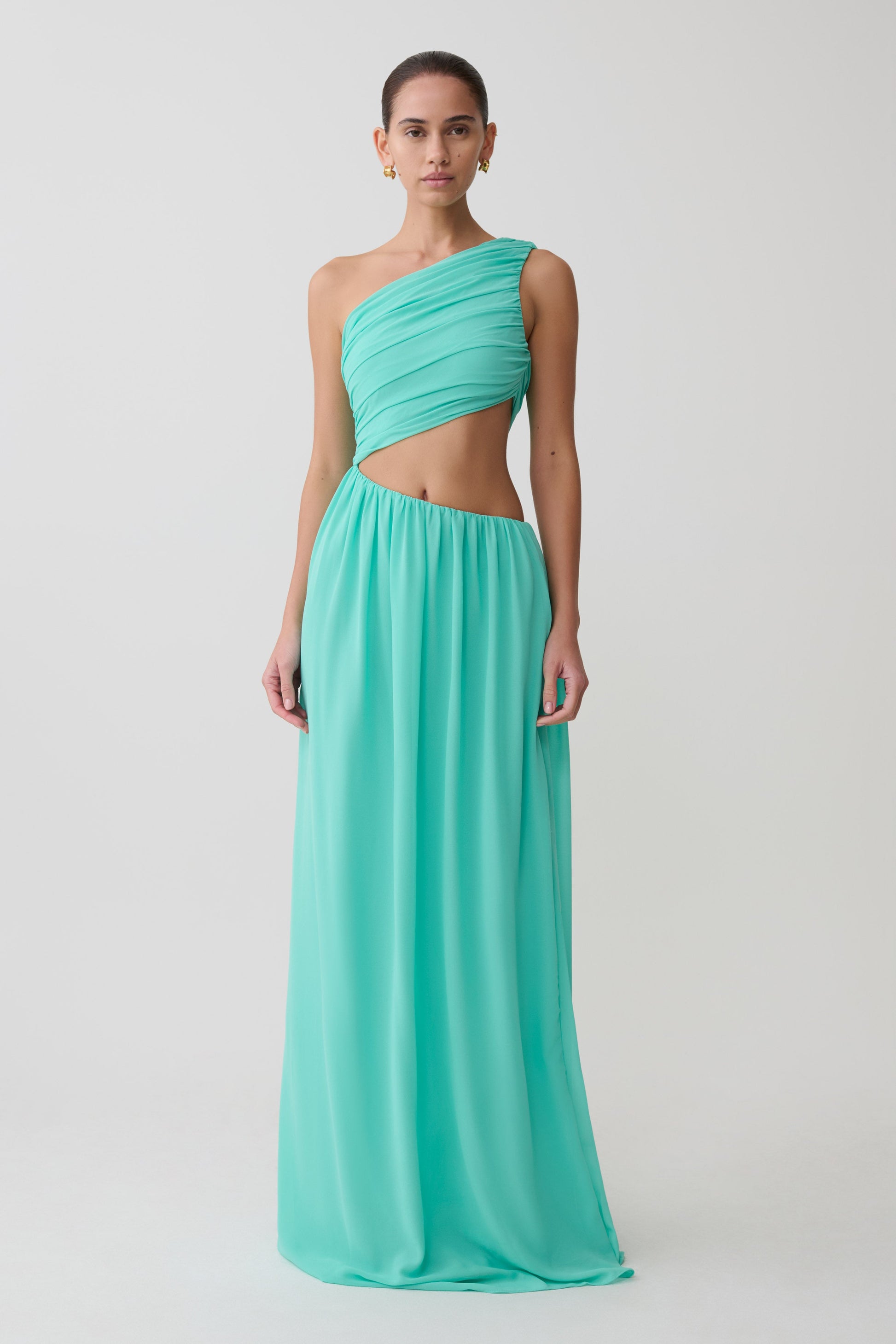 Aria Chiffon Cut Out Maxi Dress / Lagoon | MESHKI