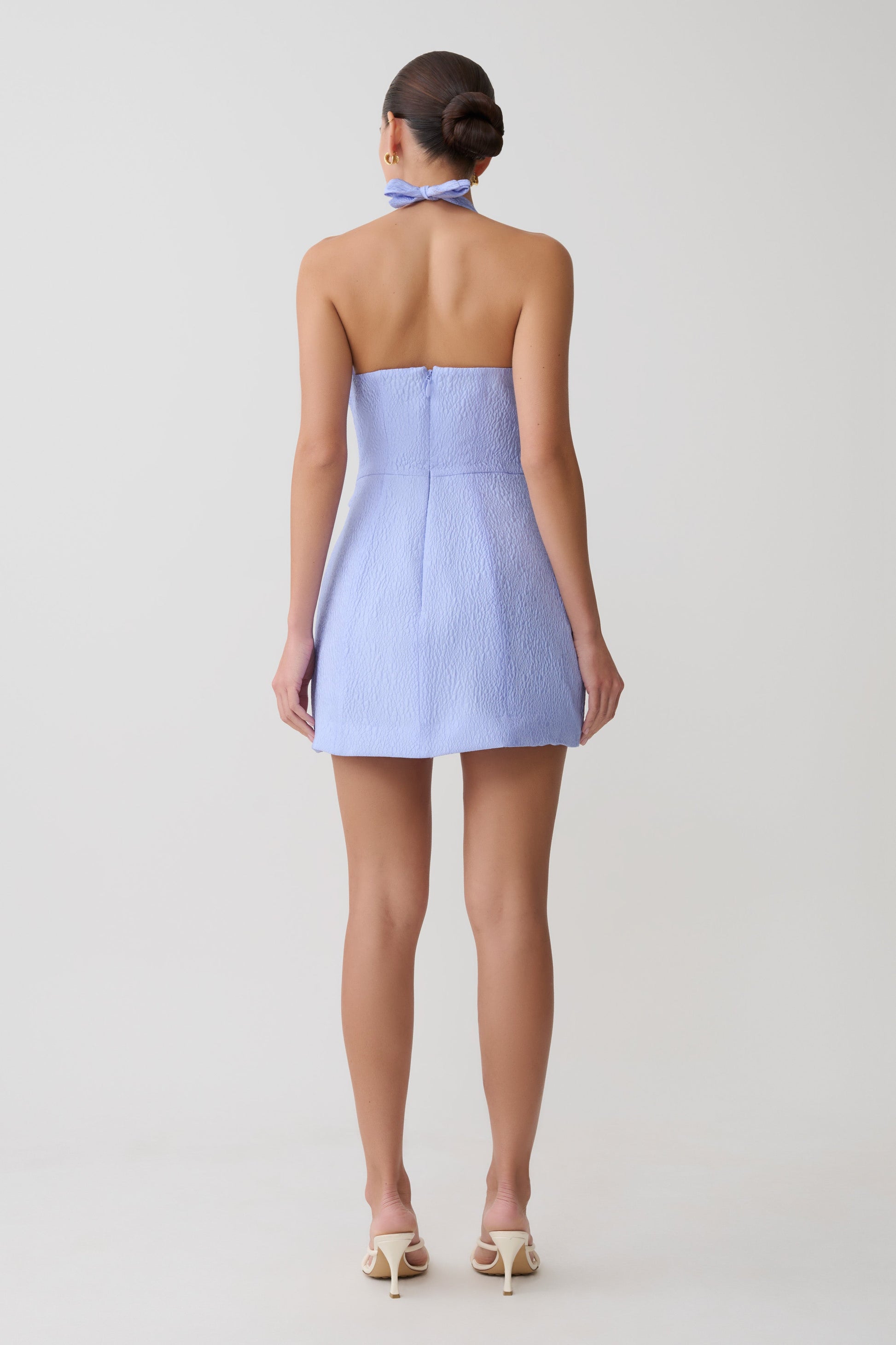 Ella Bow Detail Halter Mini Dress / Periwinkle Blue | MESHKI | M Ella Bow Detail Halter Mini Dress / Periwinkle Blue | MESHKI | M