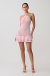 Carrisa Crochet Knit Mini Dress - Baby Pink