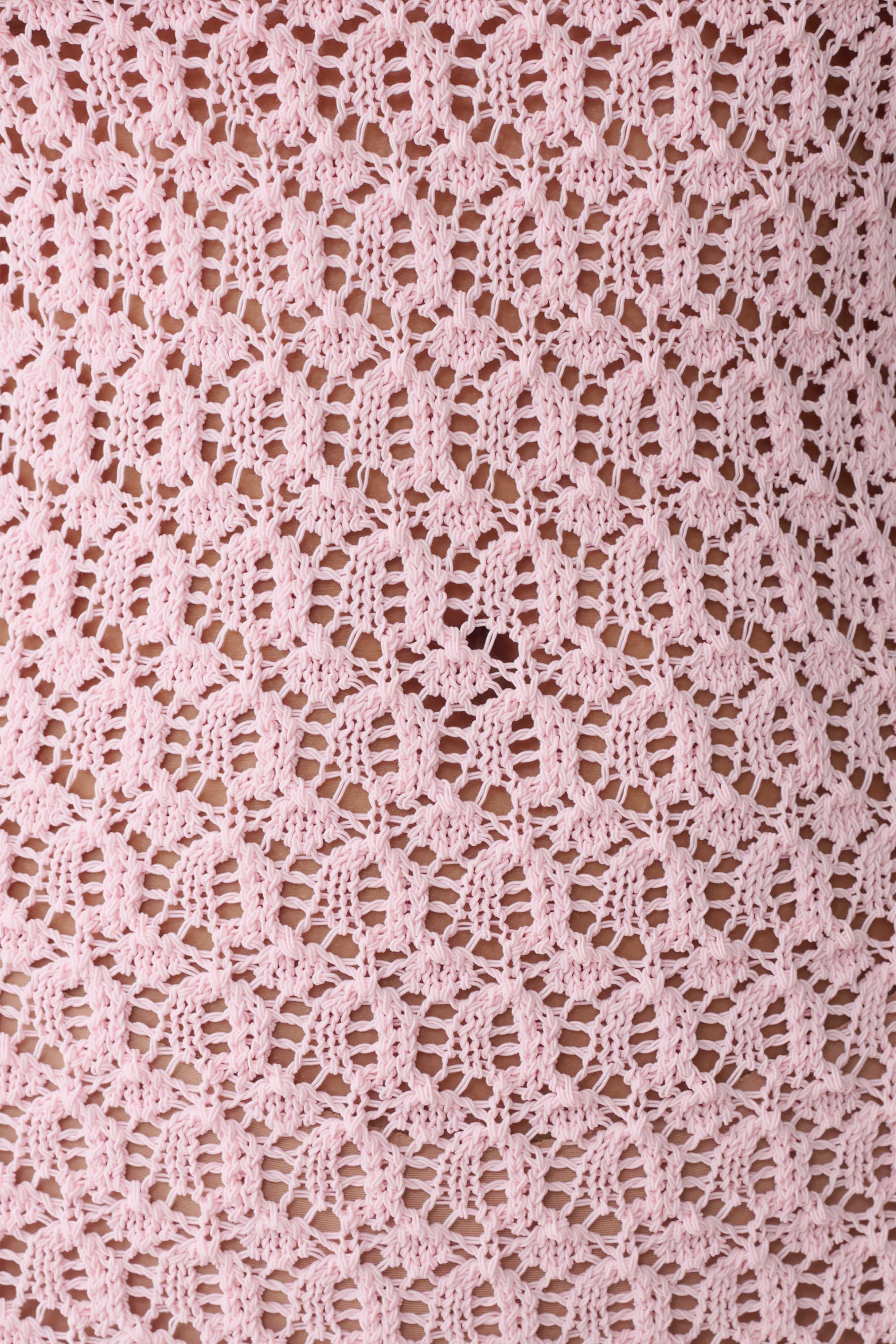 Carrisa Crochet Knit Mini Dress - Baby Pink | MESHKI US
