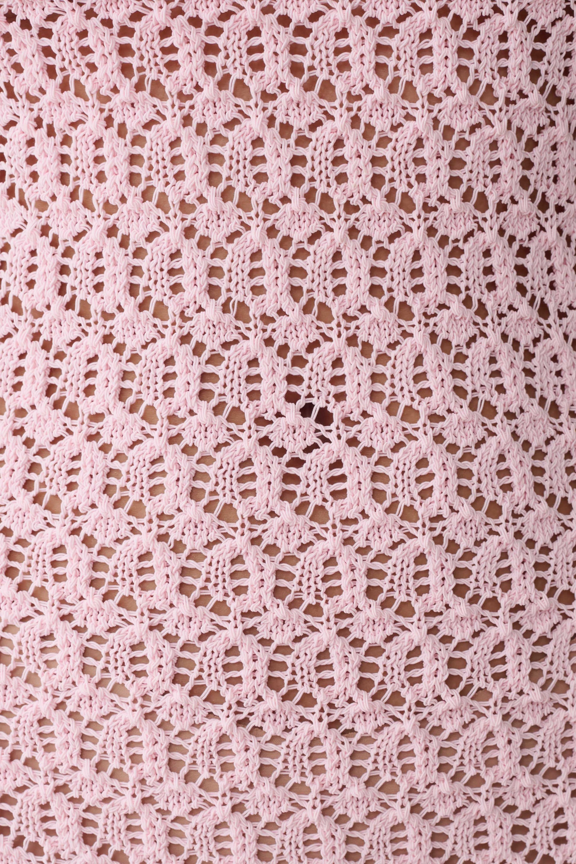 Carrisa Crochet Knit Mini Dress - Baby Pink | MESHKI US Carrisa Crochet Knit Mini Dress - Baby Pink | MESHKI US