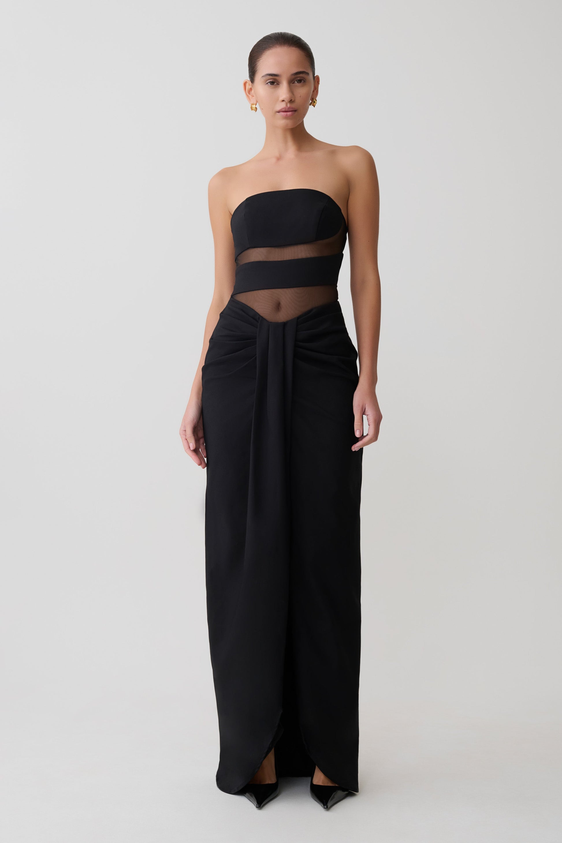 Paulina Cut Out Strapless Maxi Dress / Black | MESHKI