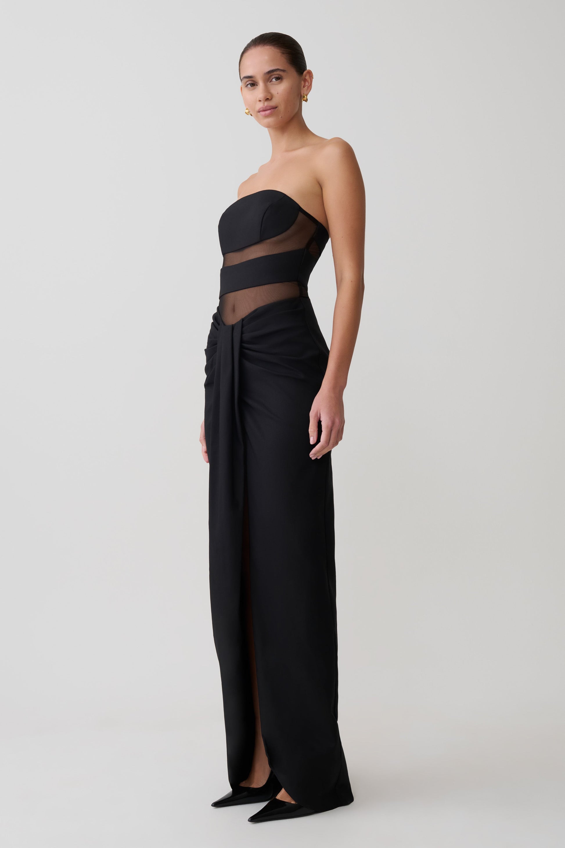 Paulina Cut Out Strapless Maxi Dress - Black | MESHKI US Paulina Cut Out Strapless Maxi Dress - Black | MESHKI US