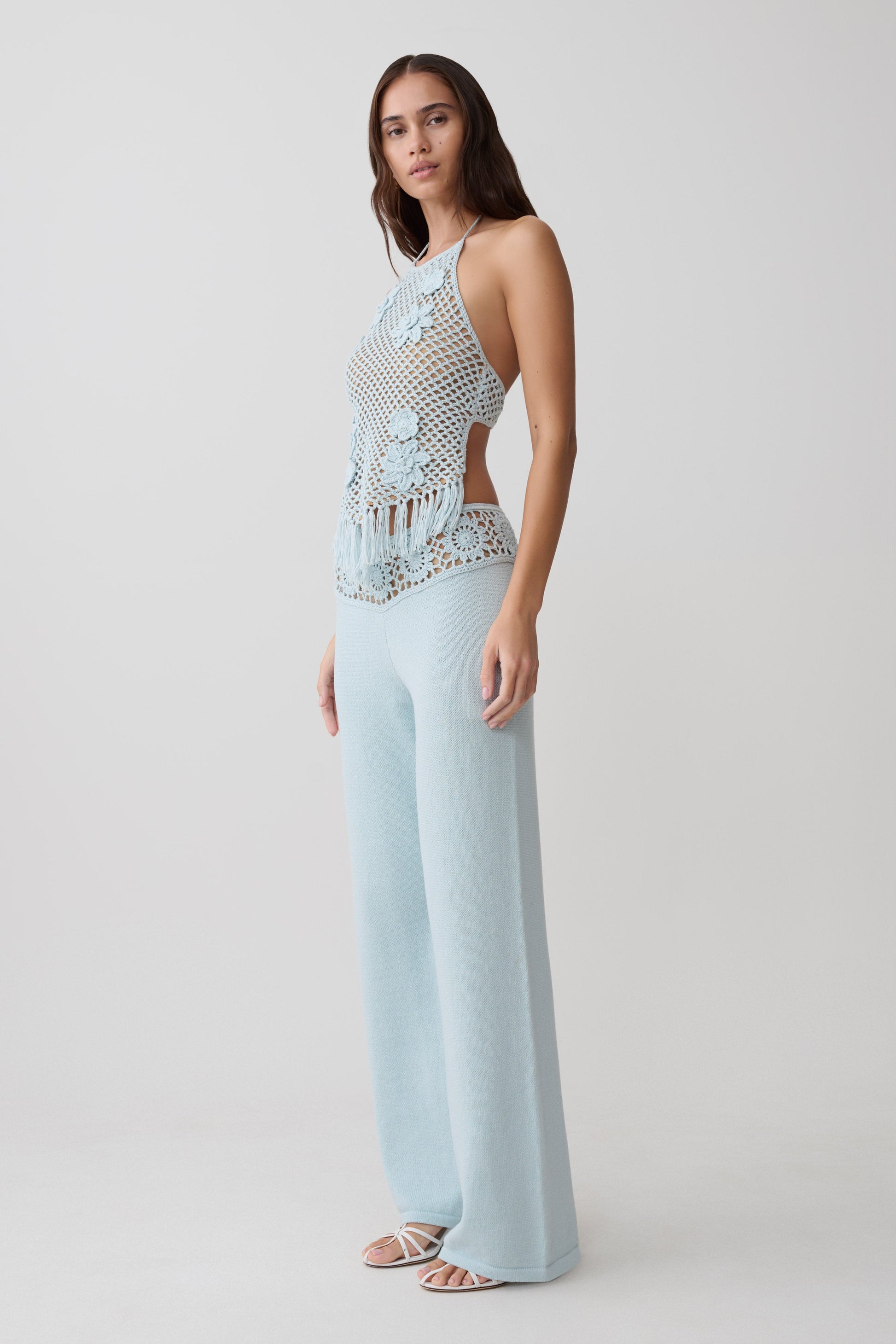 Miley Crochet Halter Top - Pale Aqua #5