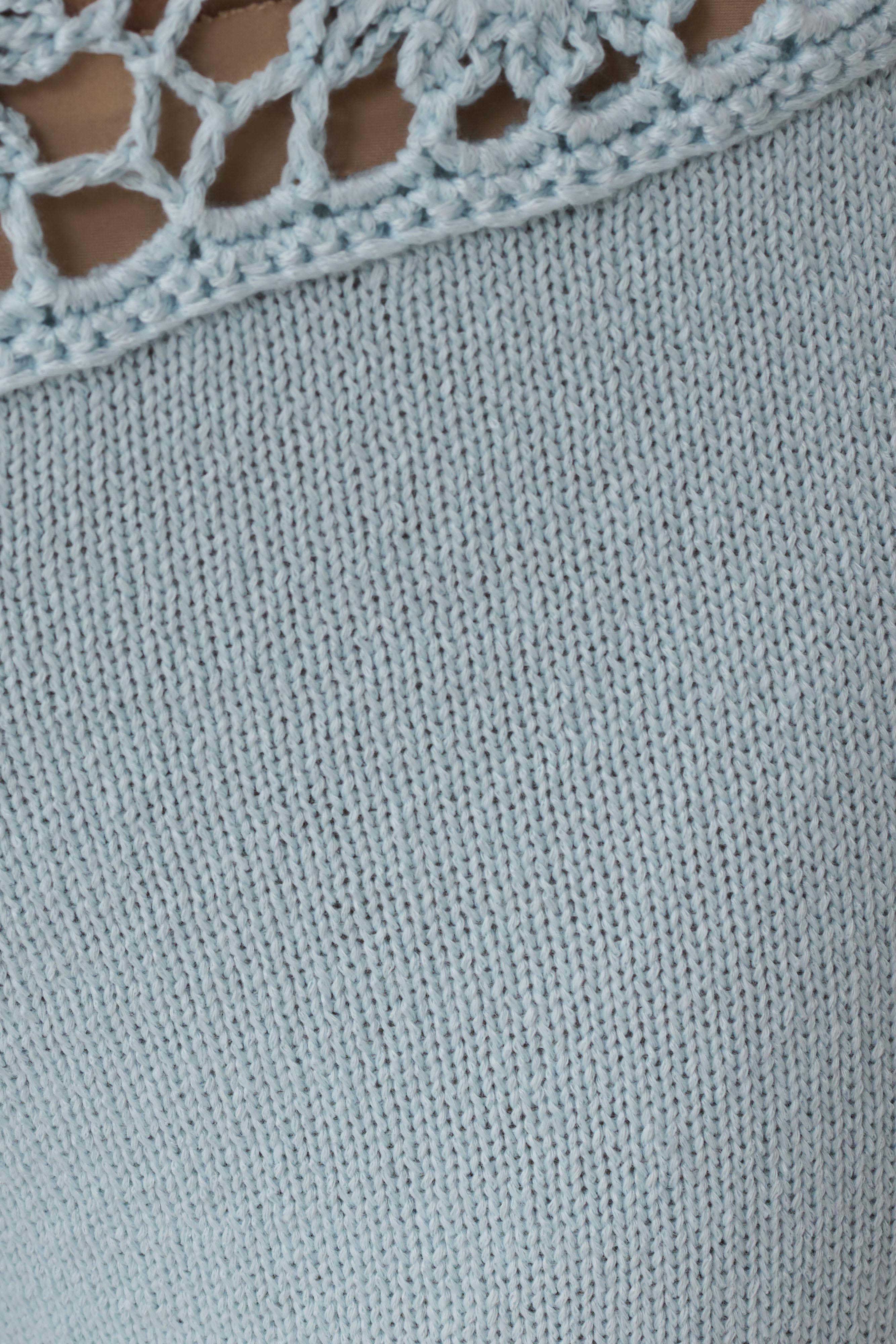 Miley Crochet Waistband Straight Leg Pant - Pale Aqua | MESHKI US