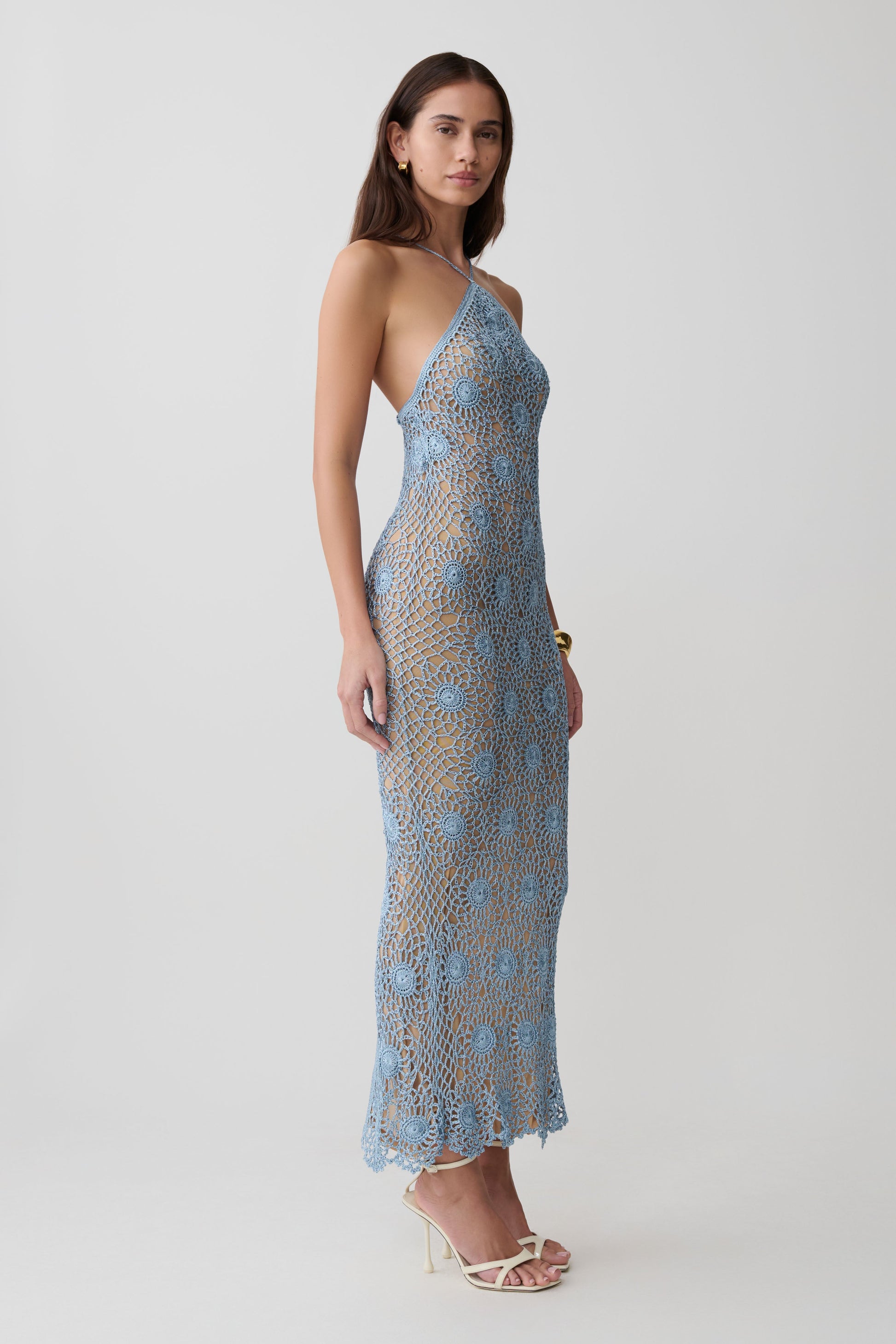 crochet maxi dress Sam Halter Hand Crochet Maxi Dress / Periwinkle | MESHKI