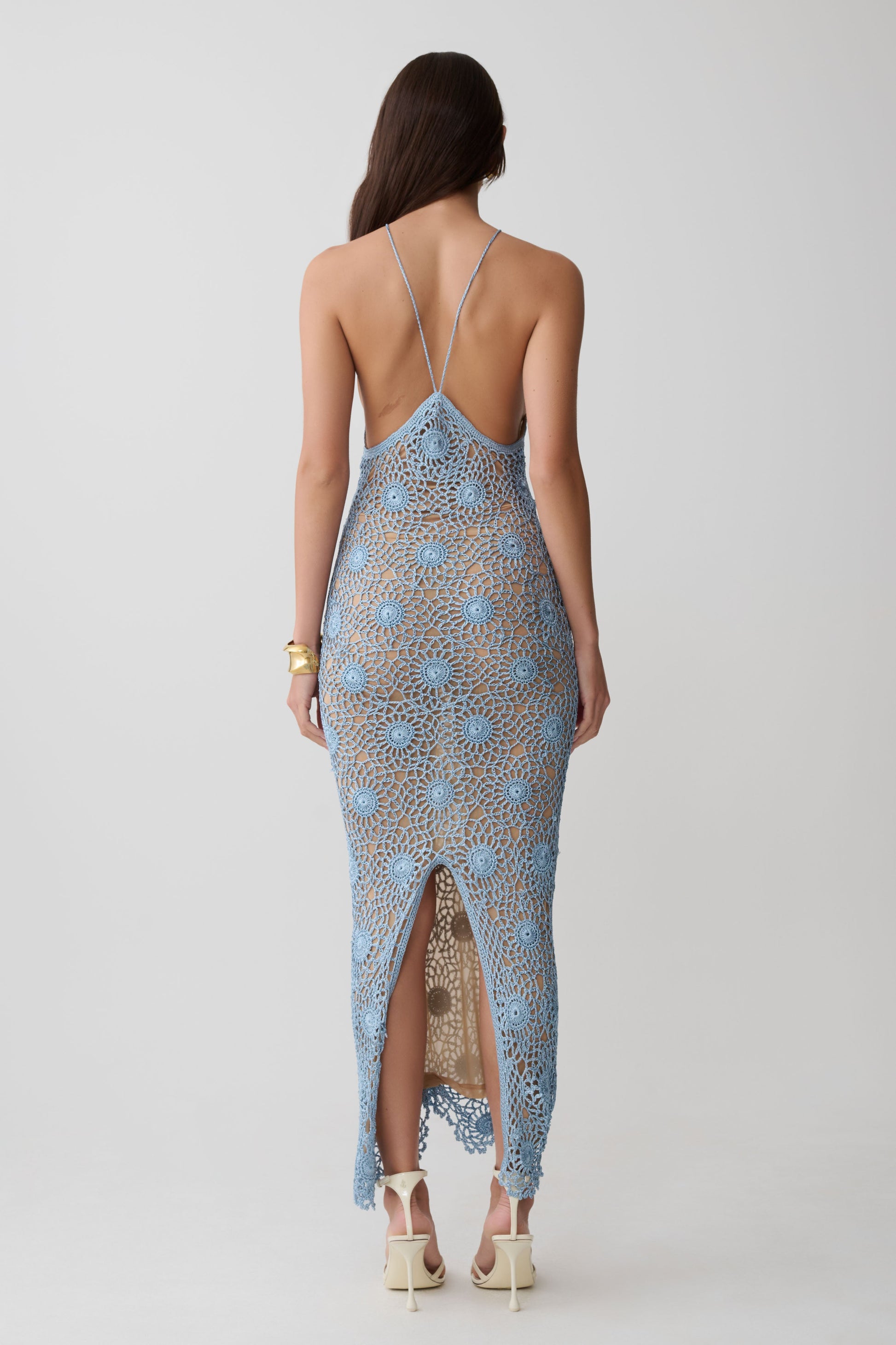Sam Halter Hand Crochet Maxi Dress / Periwinkle | MESHKI Sam Halter Hand Crochet Maxi Dress / Periwinkle | MESHKI