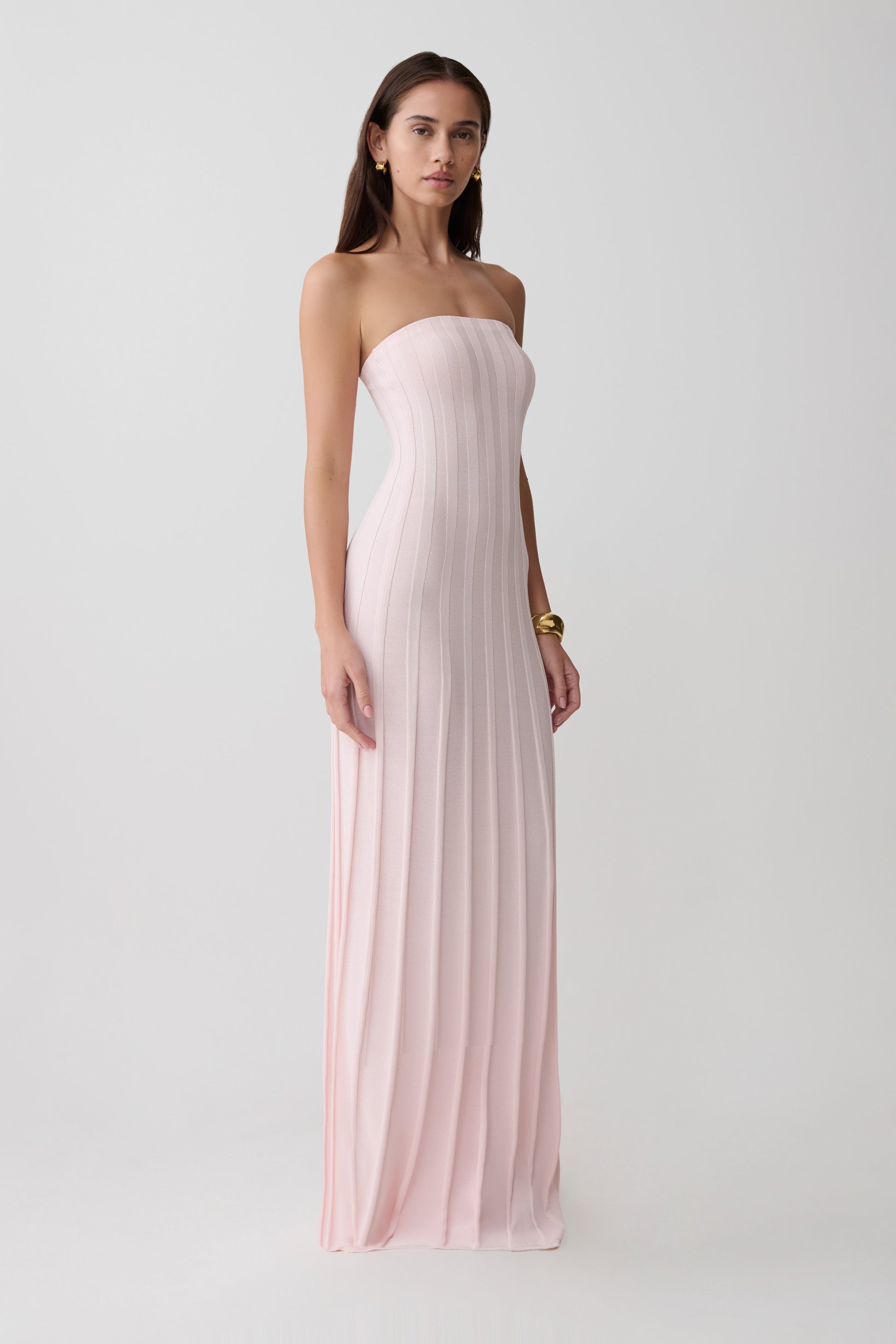 Pia Ribbed Strapless Maxi Dress / Baby Pink | MESHKI Pia Ribbed Strapless Maxi Dress / Baby Pink | MESHKI