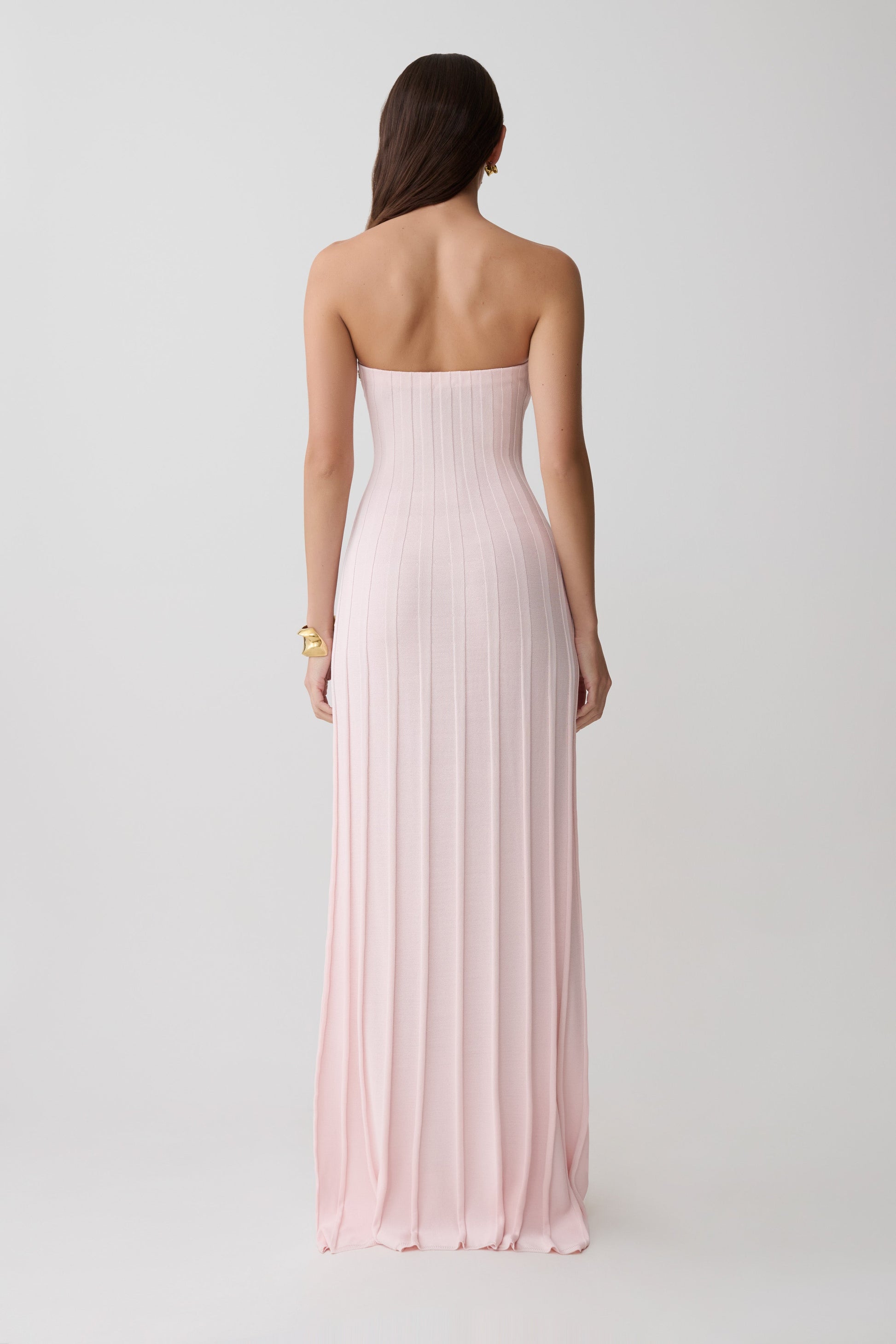 rib dress maxi Pia Ribbed Strapless Maxi Dress / Baby Pink | MESHKI