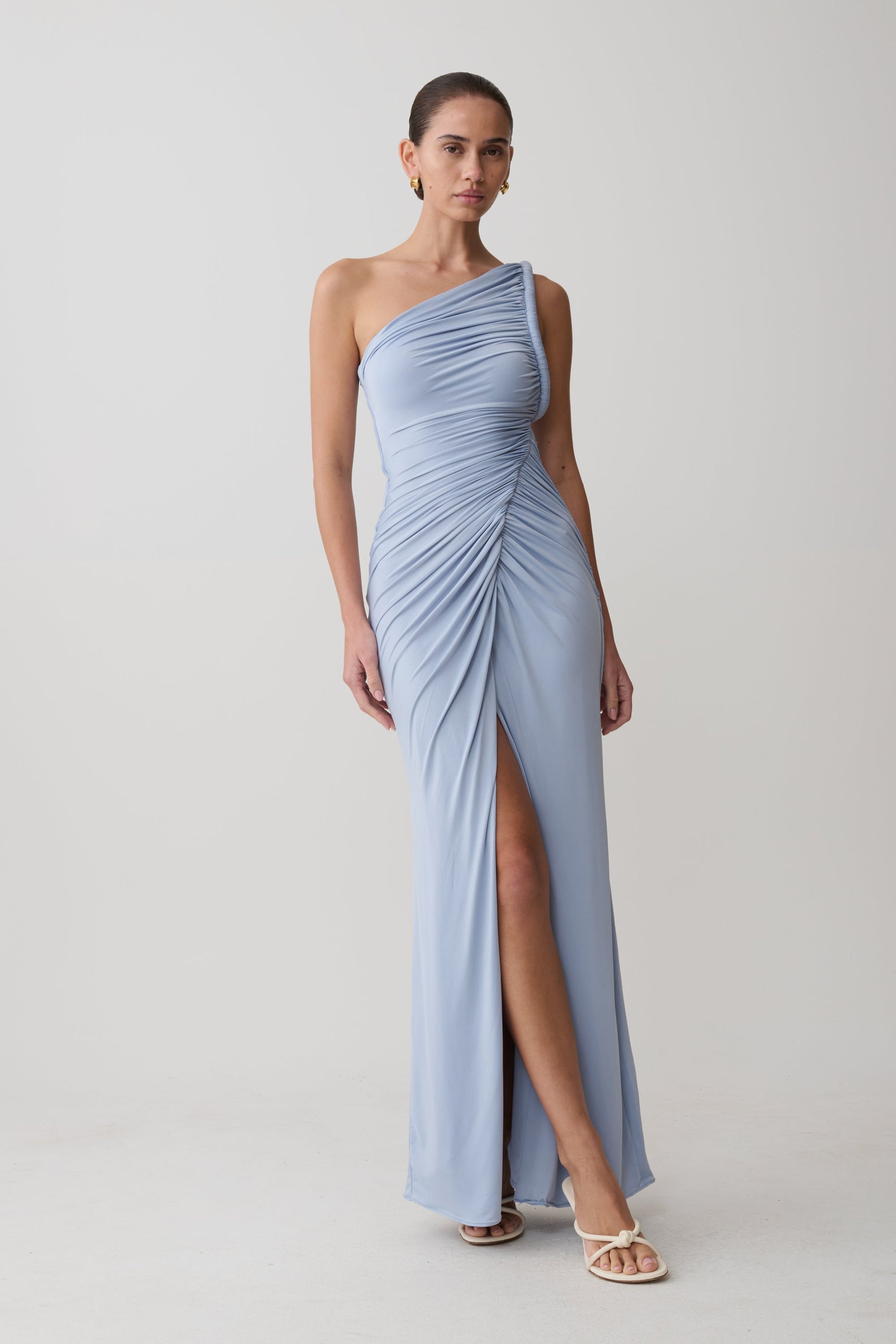 Ryn Twisted One Shoulder Maxi Dress / Sky Blue | MESHKI | S Ryn Twisted One Shoulder Maxi Dress / Sky Blue | MESHKI | S