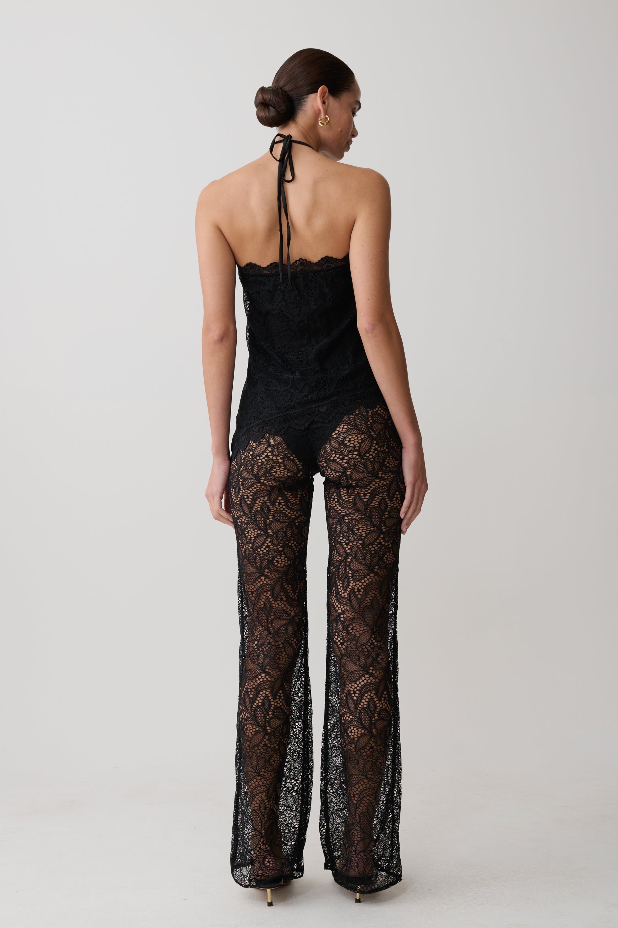 Theodosia Wide Leg Lace Pants - Black | MESHKI US