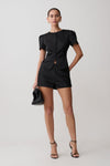 Anne Satin Mini Short - Black