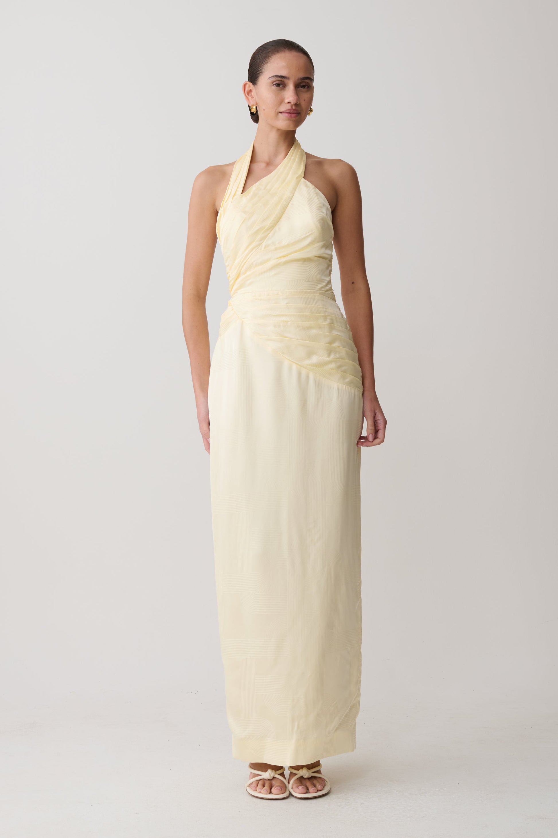 Chiara Halter Satin Maxi Dress - Buttermilk #4