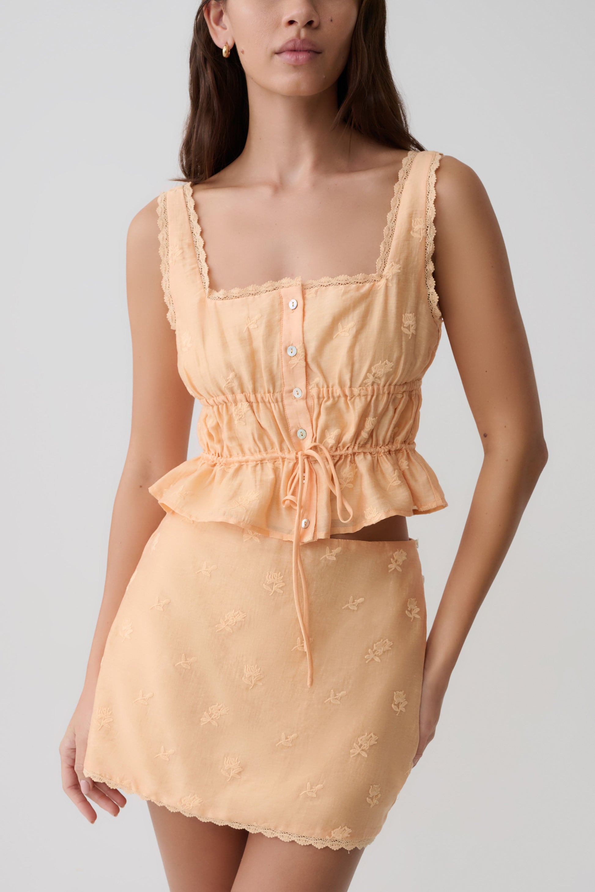 Vivian Embroidered Sleeveless Top - Orange #3