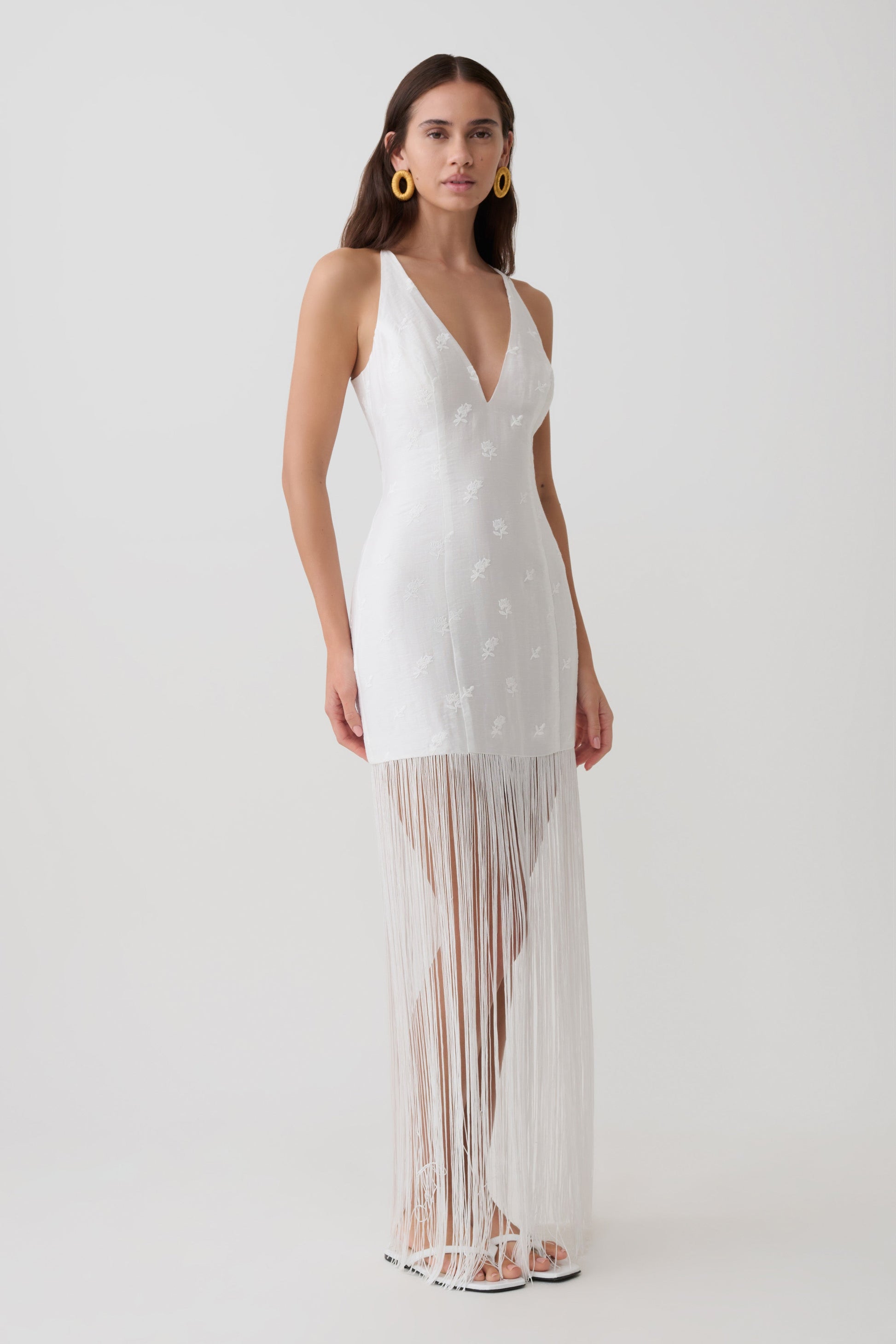 fringe white dress Cyrus Mini Dress, in With the romper lining keeps you covered Nadine Merabi Women's Lottie Fringe