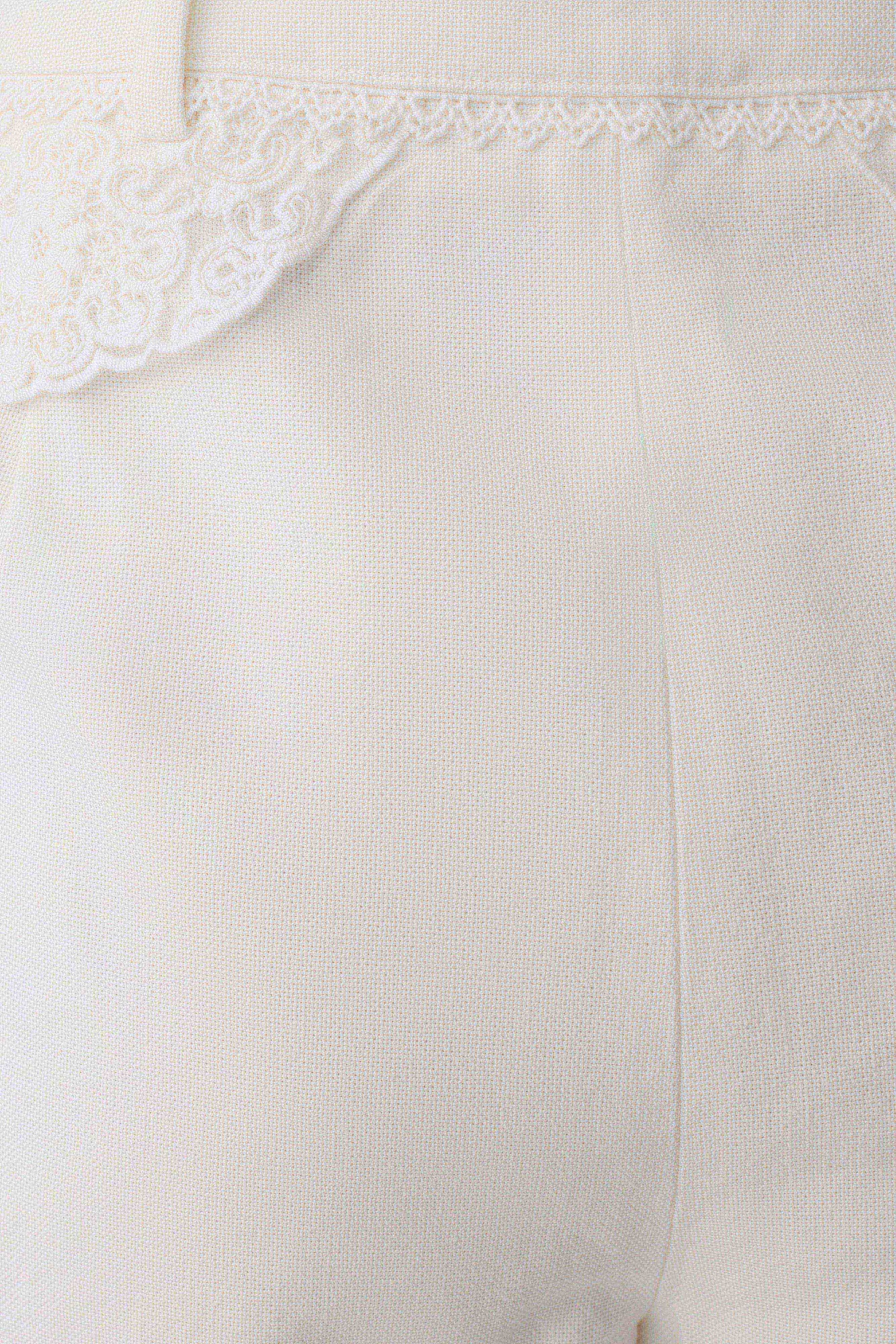 Melody Linen Short With Lace - White #7