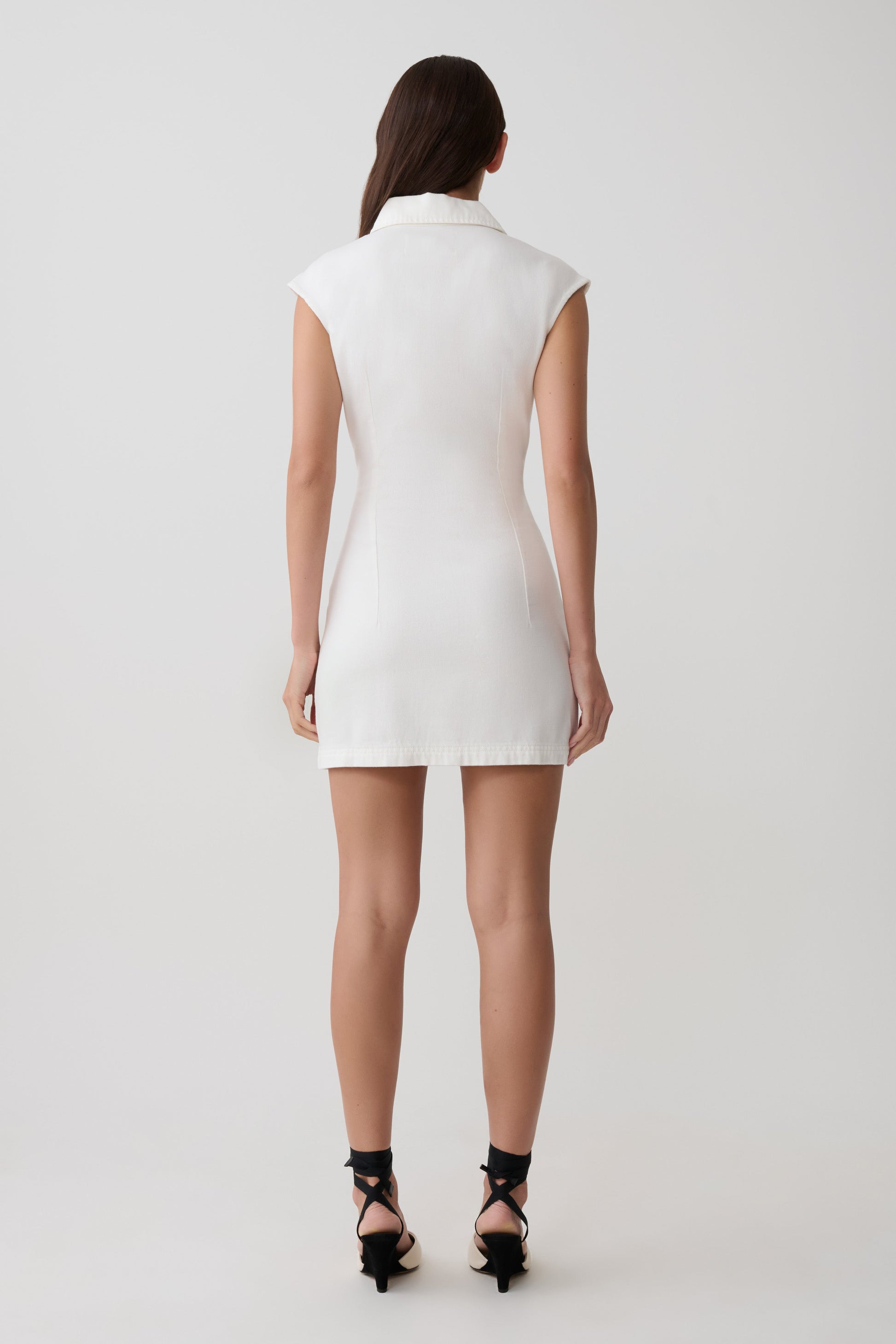 white denim.dress Sheriden Collared Mini Denim Dress - White