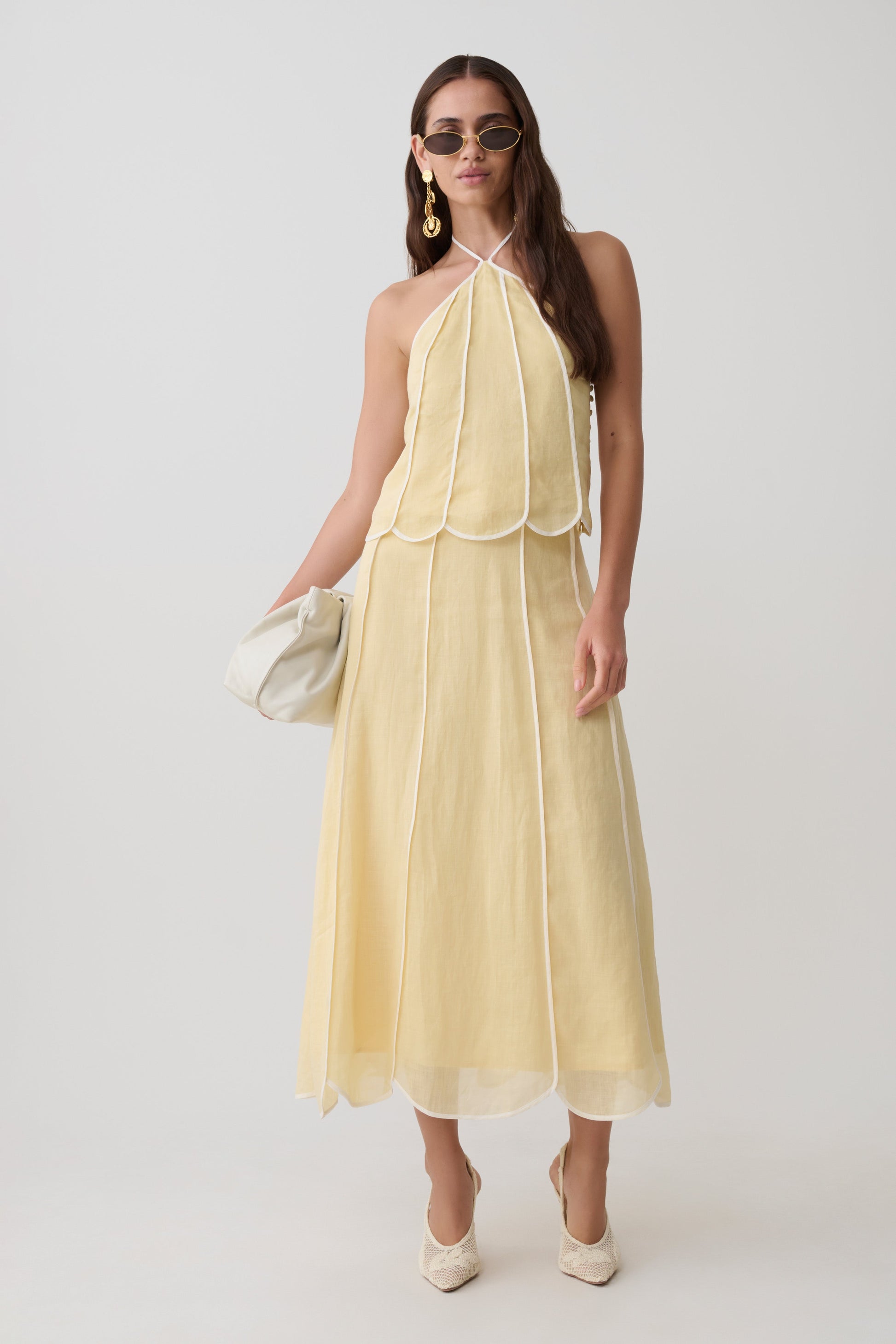 Georgia Panelled Midi Skirt - Butter #5