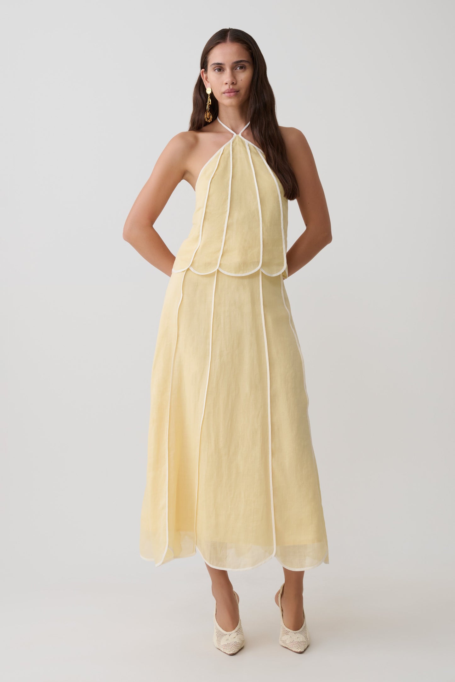 Georgia Panelled Midi Skirt - Butter