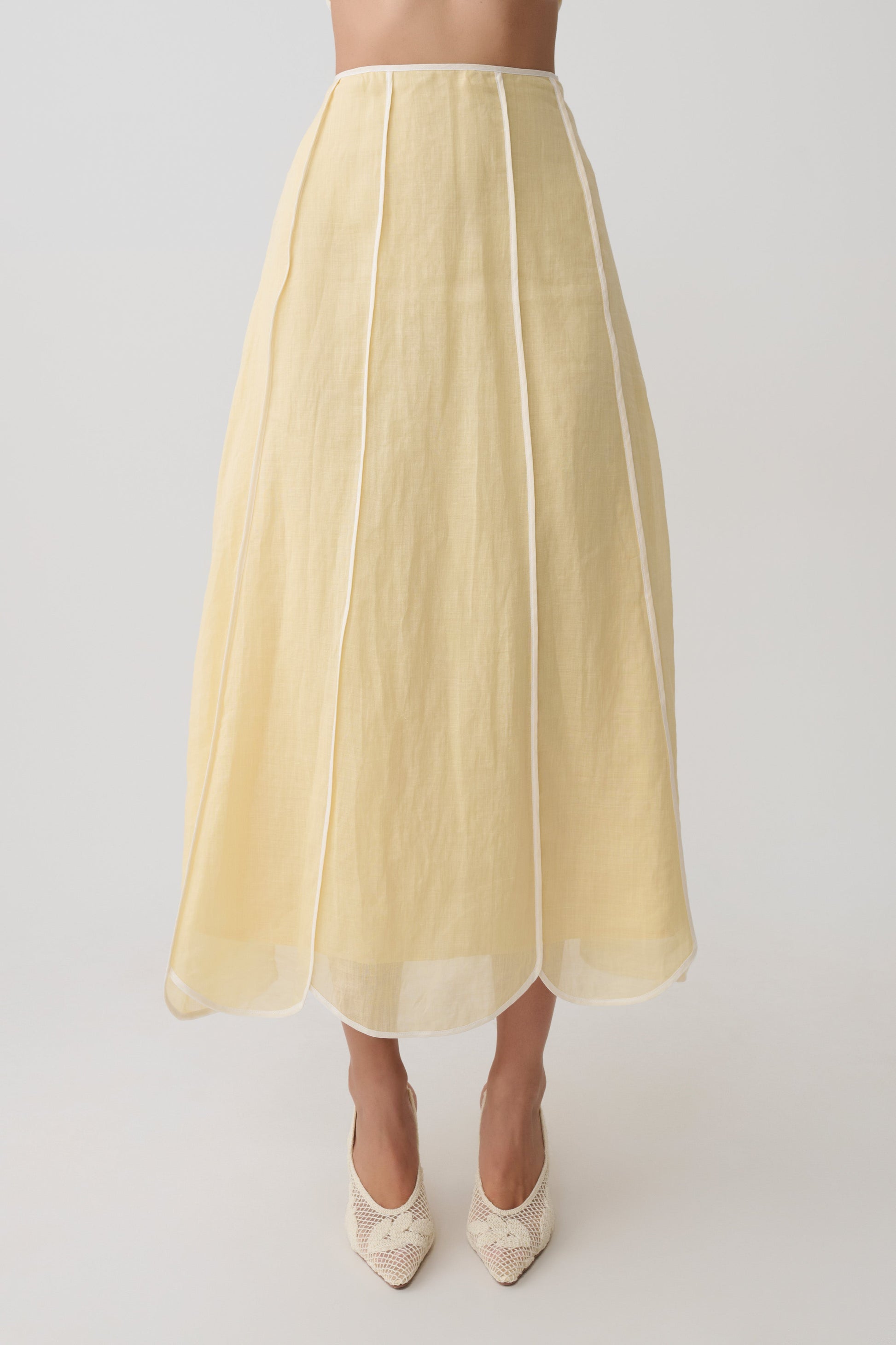 Georgia Panelled Midi Skirt - Butter #9