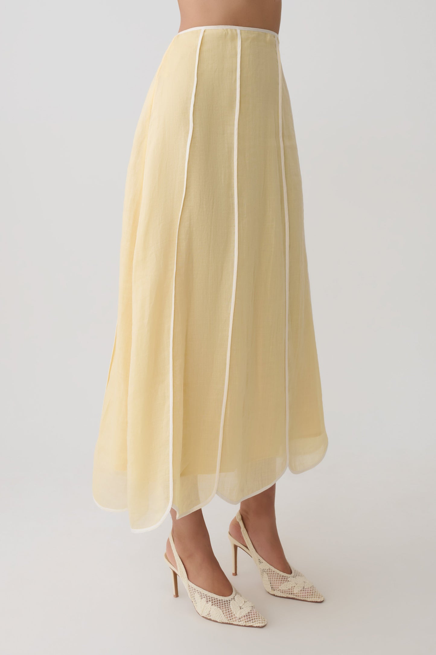 Georgia Panelled Midi Skirt - Butter