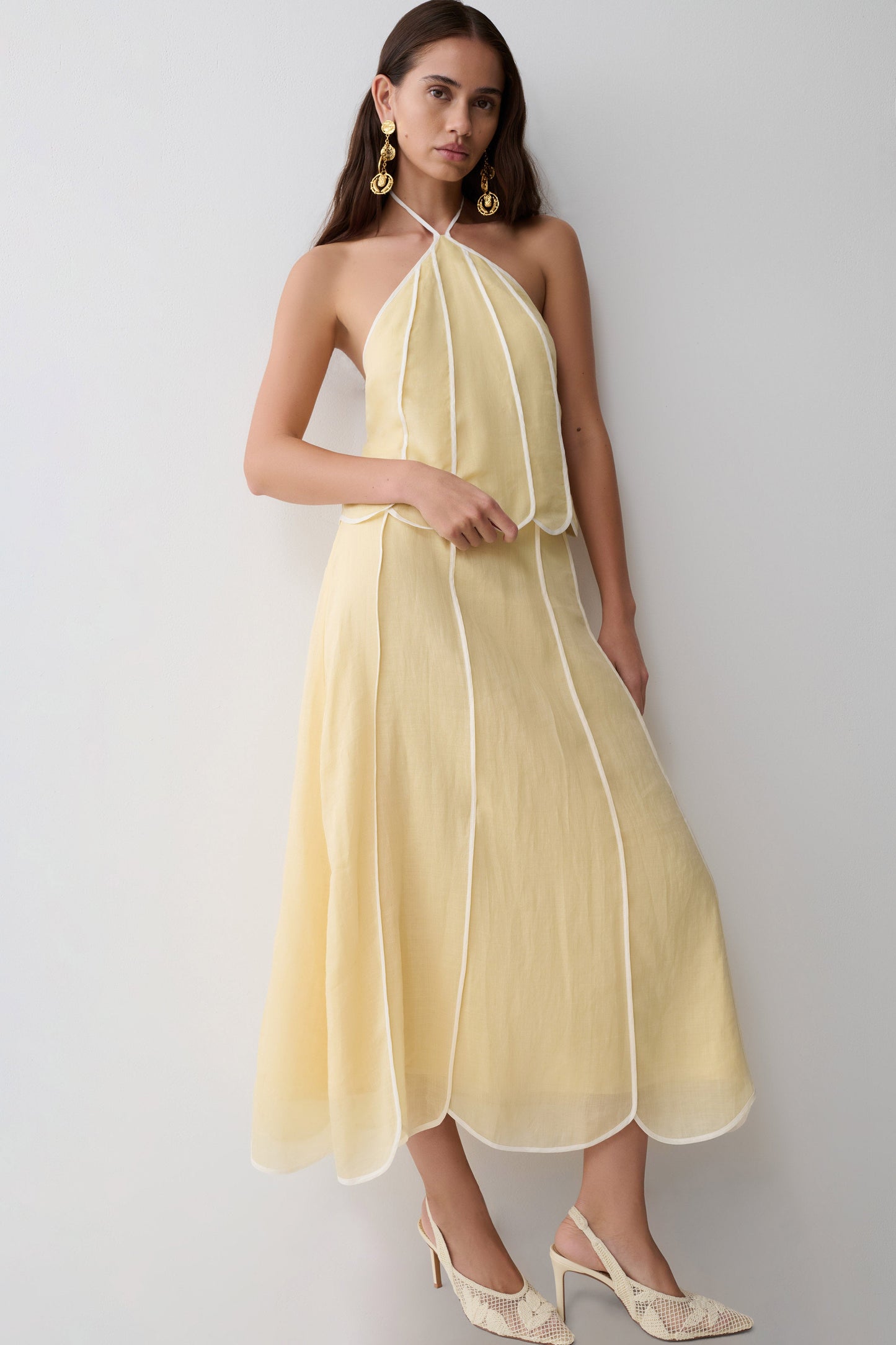 Georgia Panelled Midi Skirt - Butter