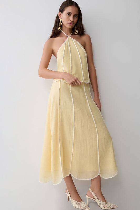 Georgia Panelled Midi Skirt - Butter