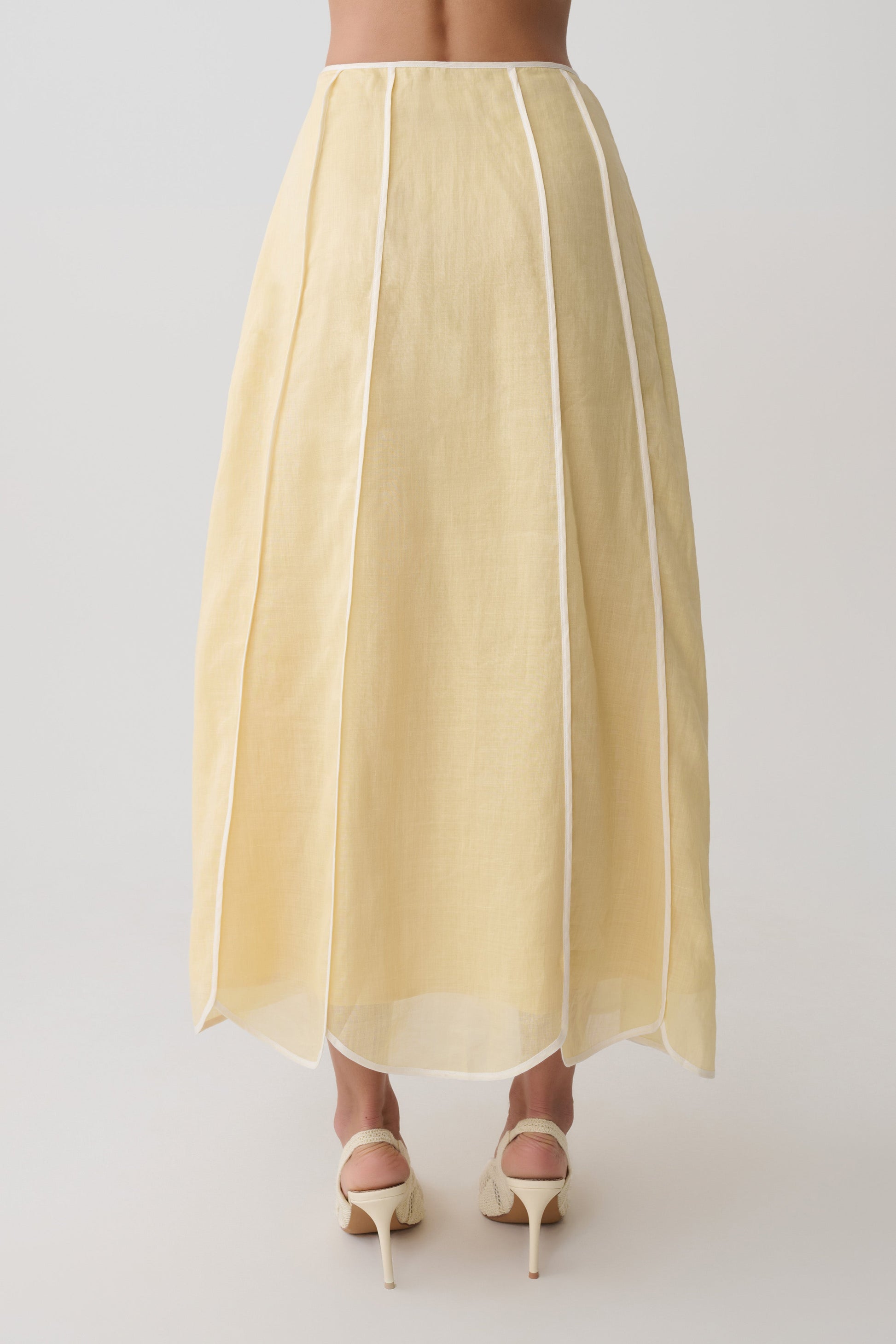 Georgia Panelled Midi Skirt - Butter #7
