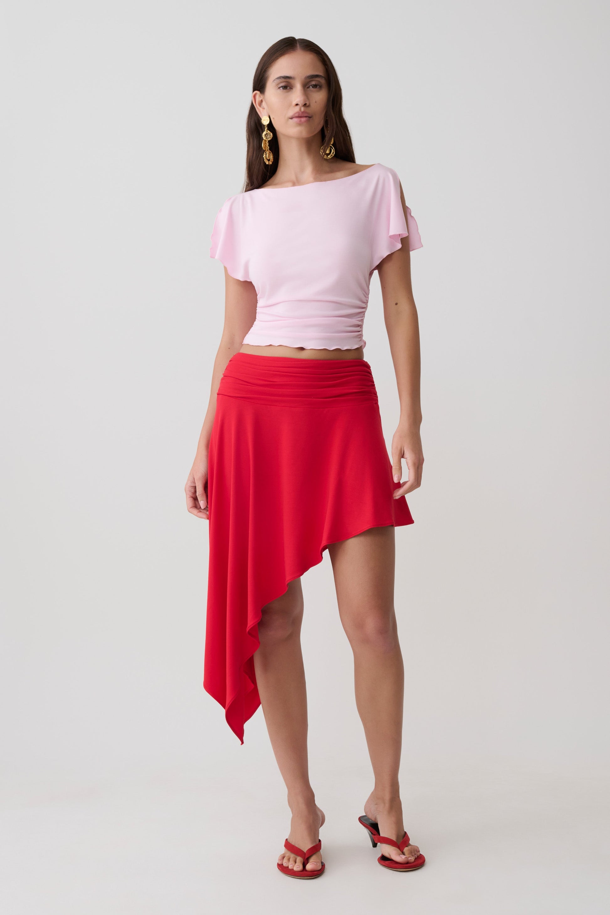 Talise Modal Hankie Midi Skirt - Red #9
