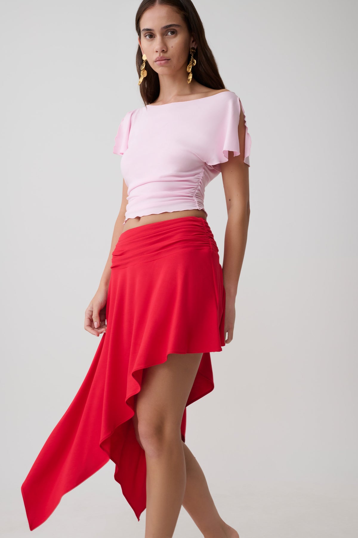 Talise Modal Hankie Midi Skirt - Red #10