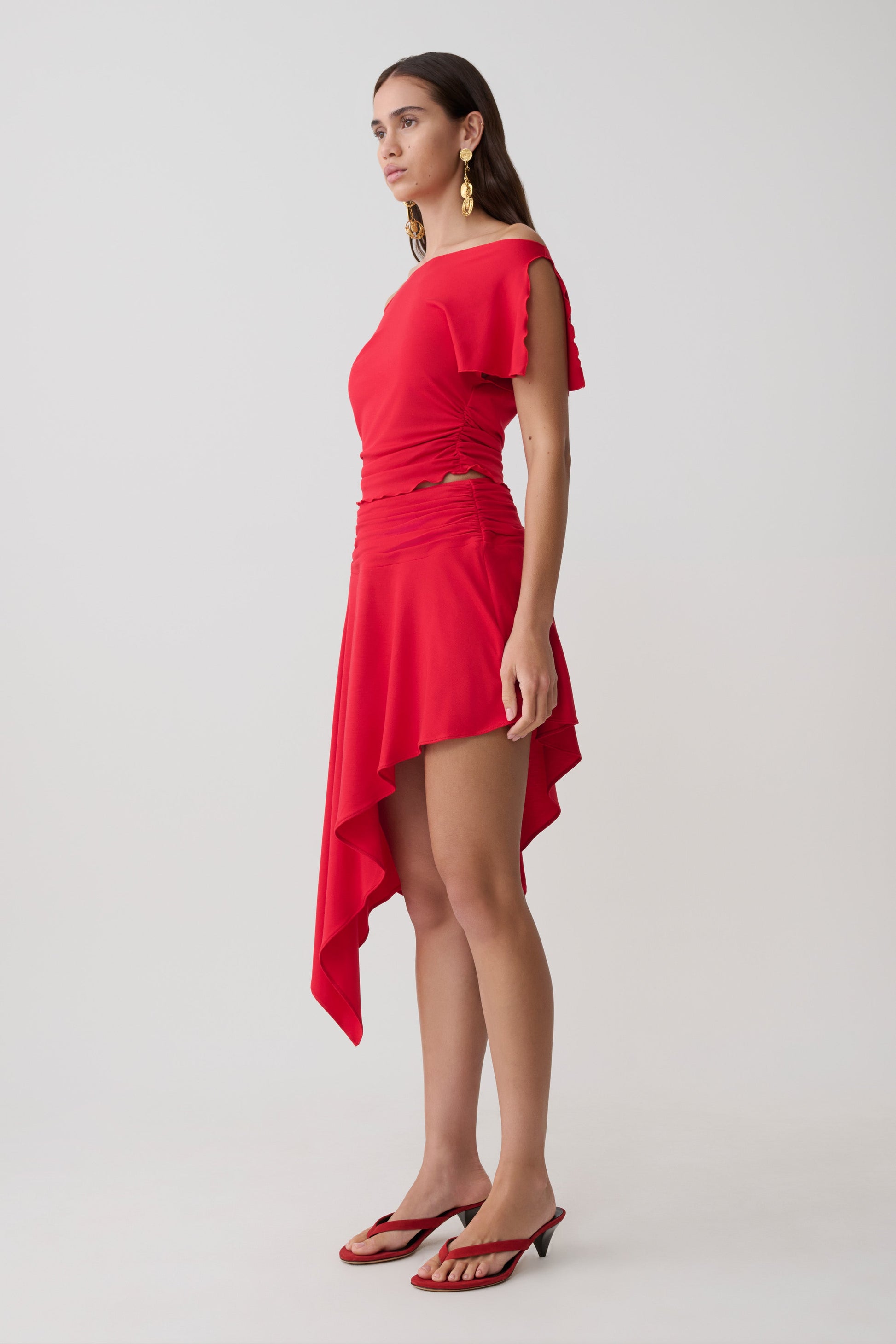 Talise Modal Hankie Midi Skirt - Red #4