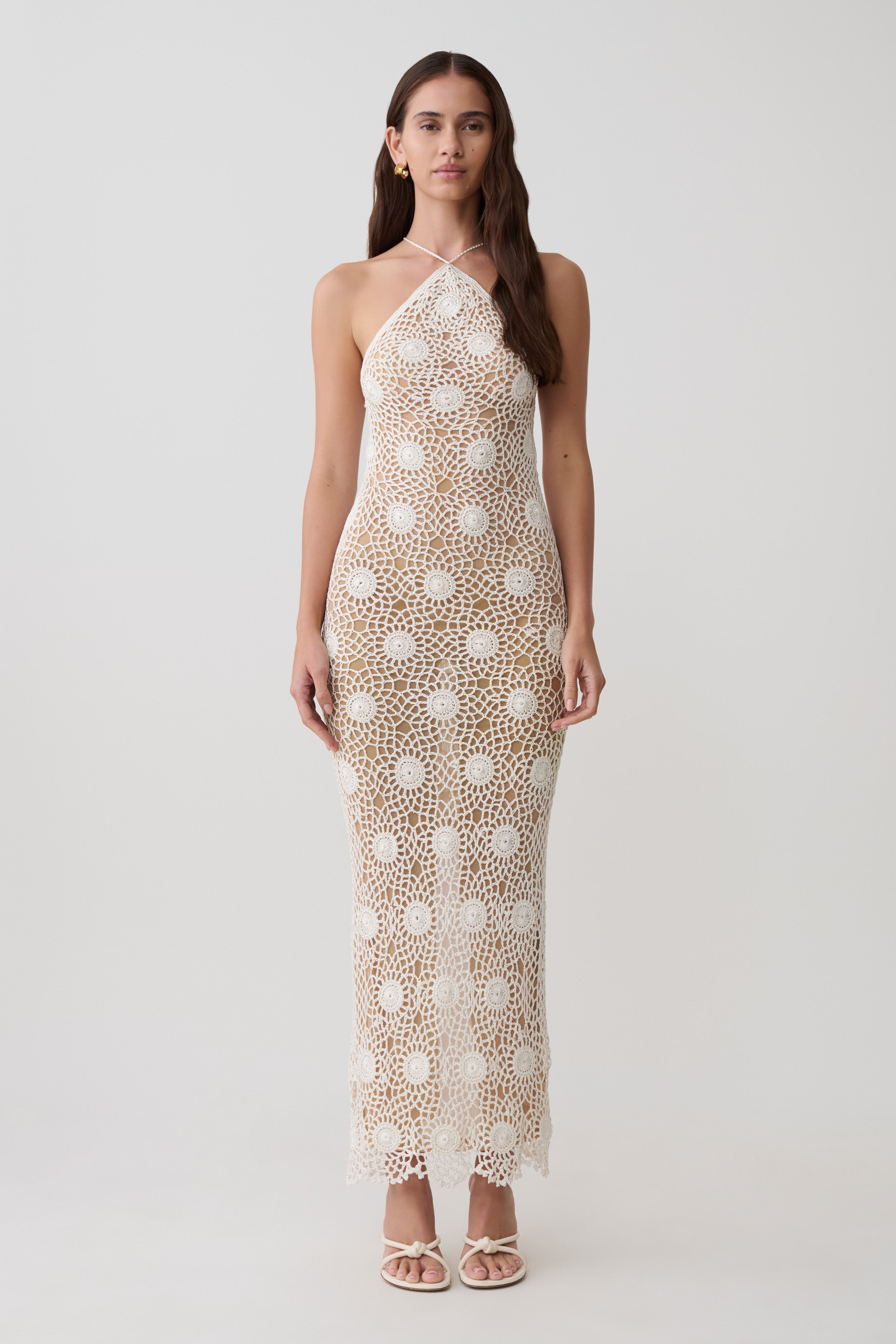 Sam Halter Hand Crochet Maxi Dress - Ivory | MESHKI US